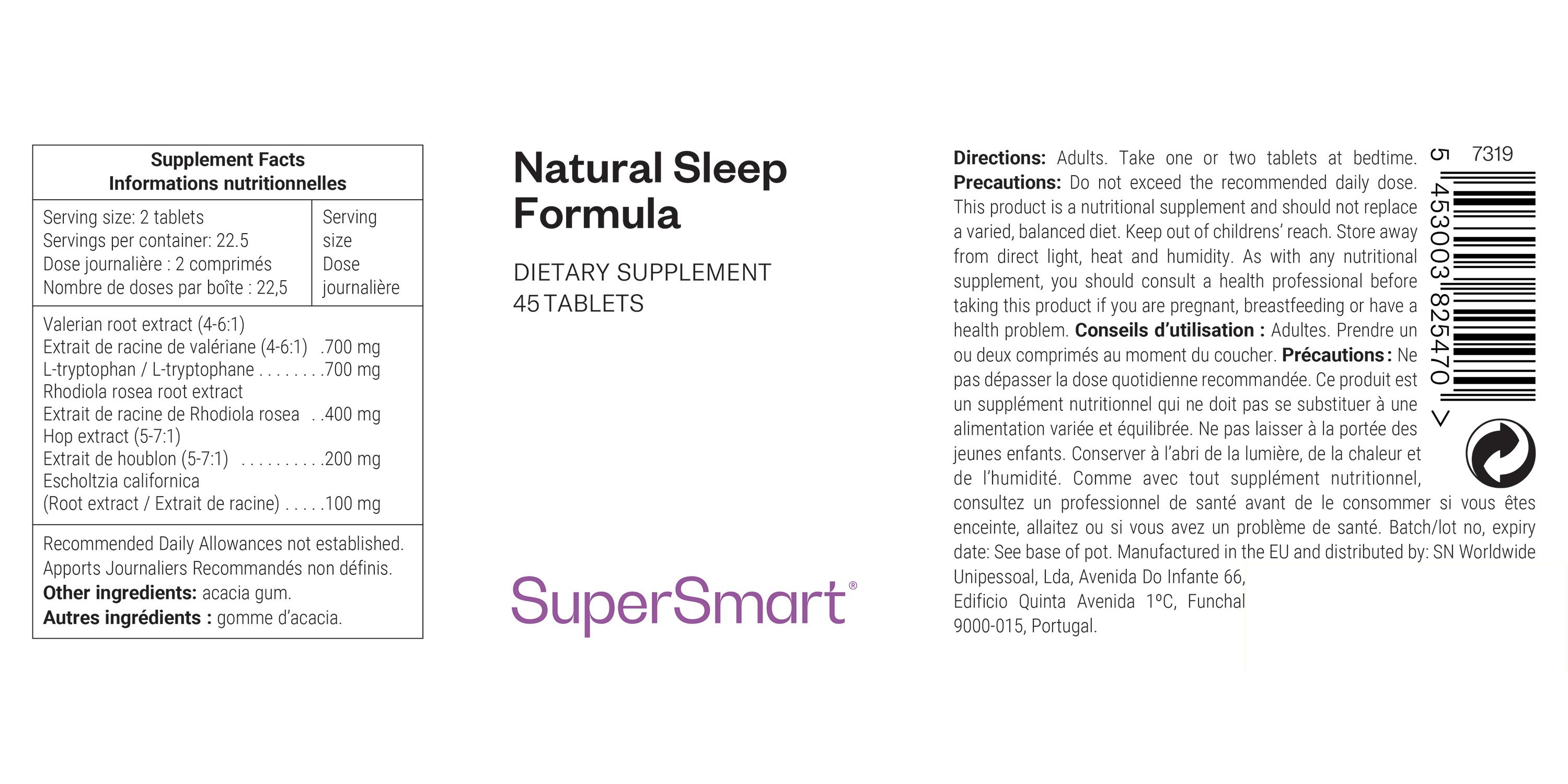 SuperSmart - Natural Sleep Formula 45 St