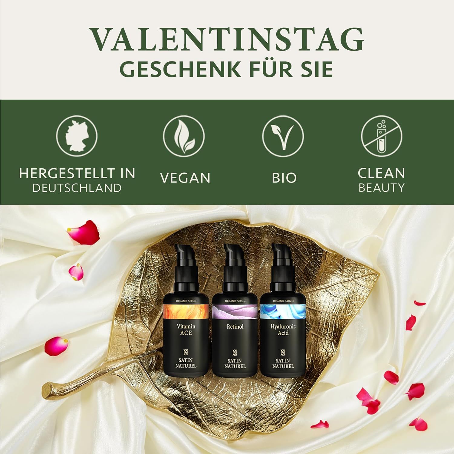 Satin Naturel luxuriöses Geschenkset für Frauen