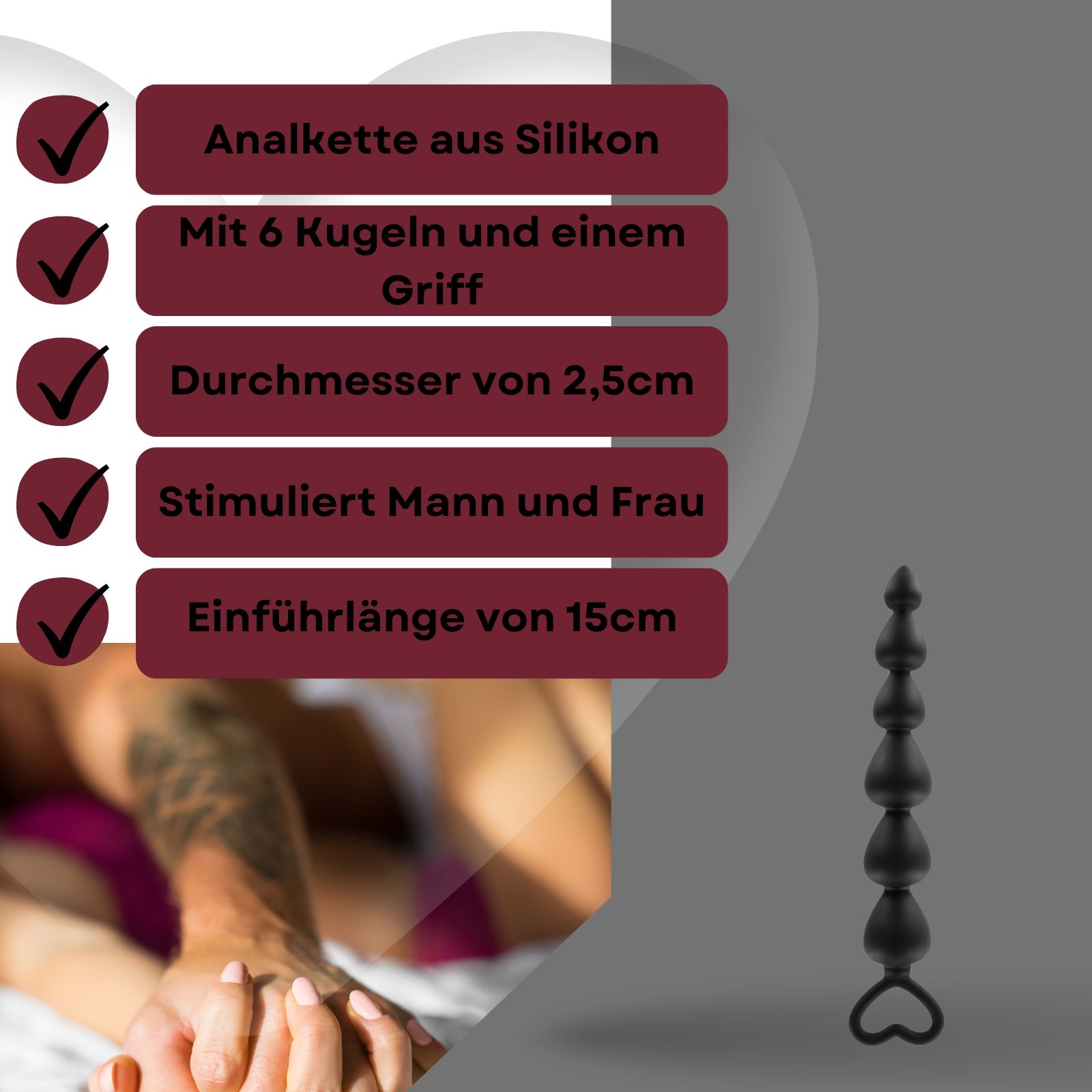 Easytoys - Gebogener Analplug Analkette mit 7 Kugeln