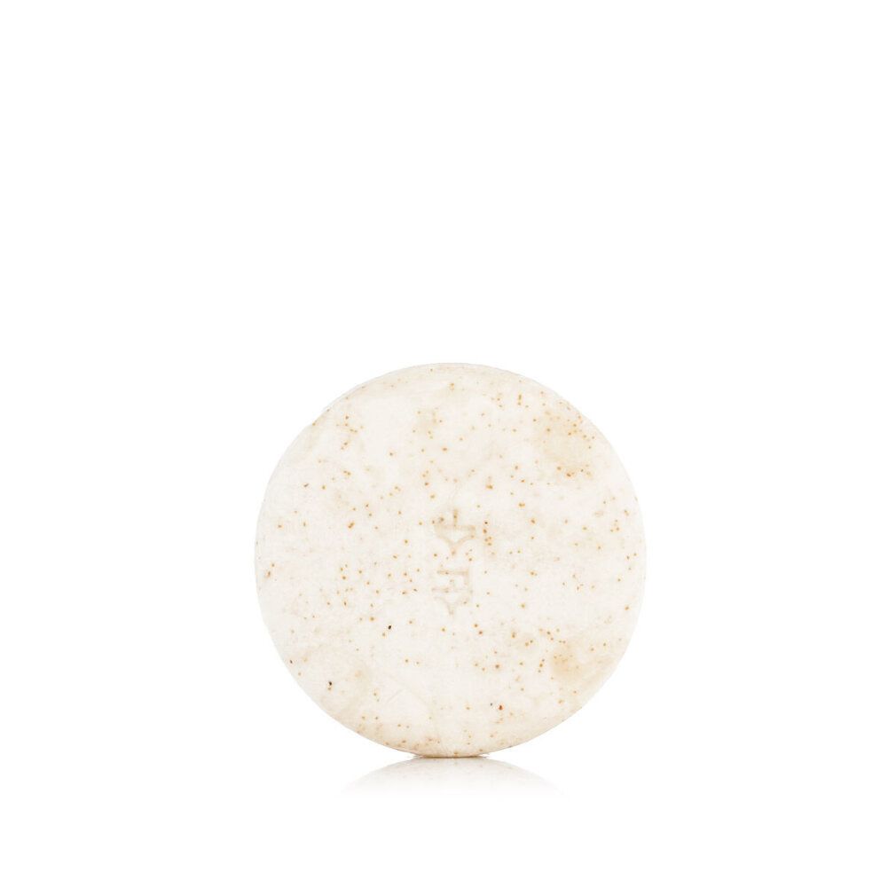 Runder Körperwasch-Block. Helle Farbe mit kleinen Punkten. Aufschrift: 순수.