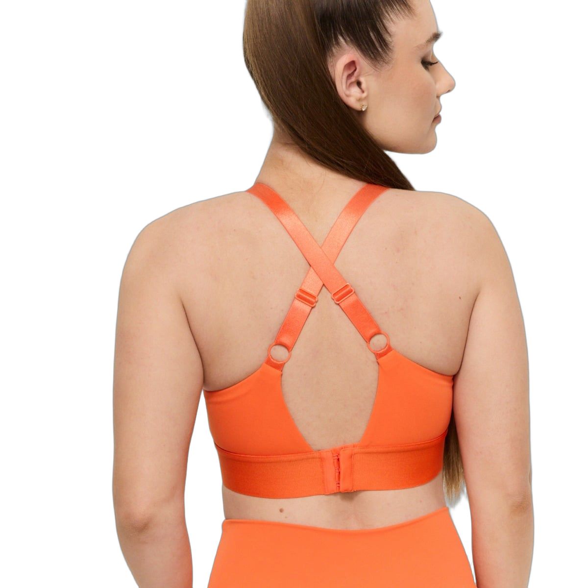 GymBeam Sport-BH Damen mit gekreuzten Trägern und Pads Limitless Orange