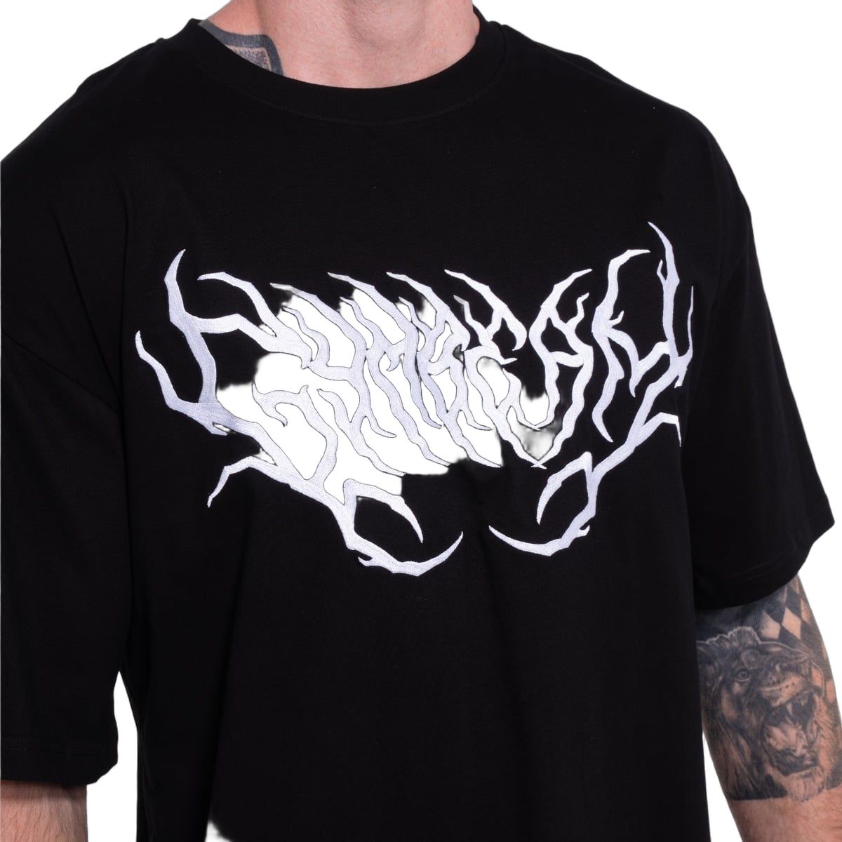 GymBeam T-Shirt Herren Oversized Kurzarm in Schwarz Thorn