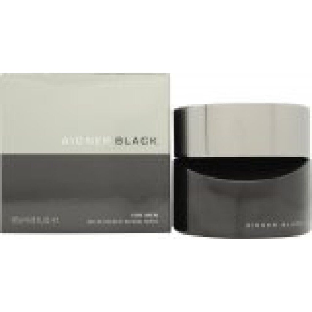 Schwarzer Flakon und Schachtel. Aigner Black Eau de Toilette. Schwarzer Flakon mit silbernem Deckel. Schwarze Schachtel mit Logo.