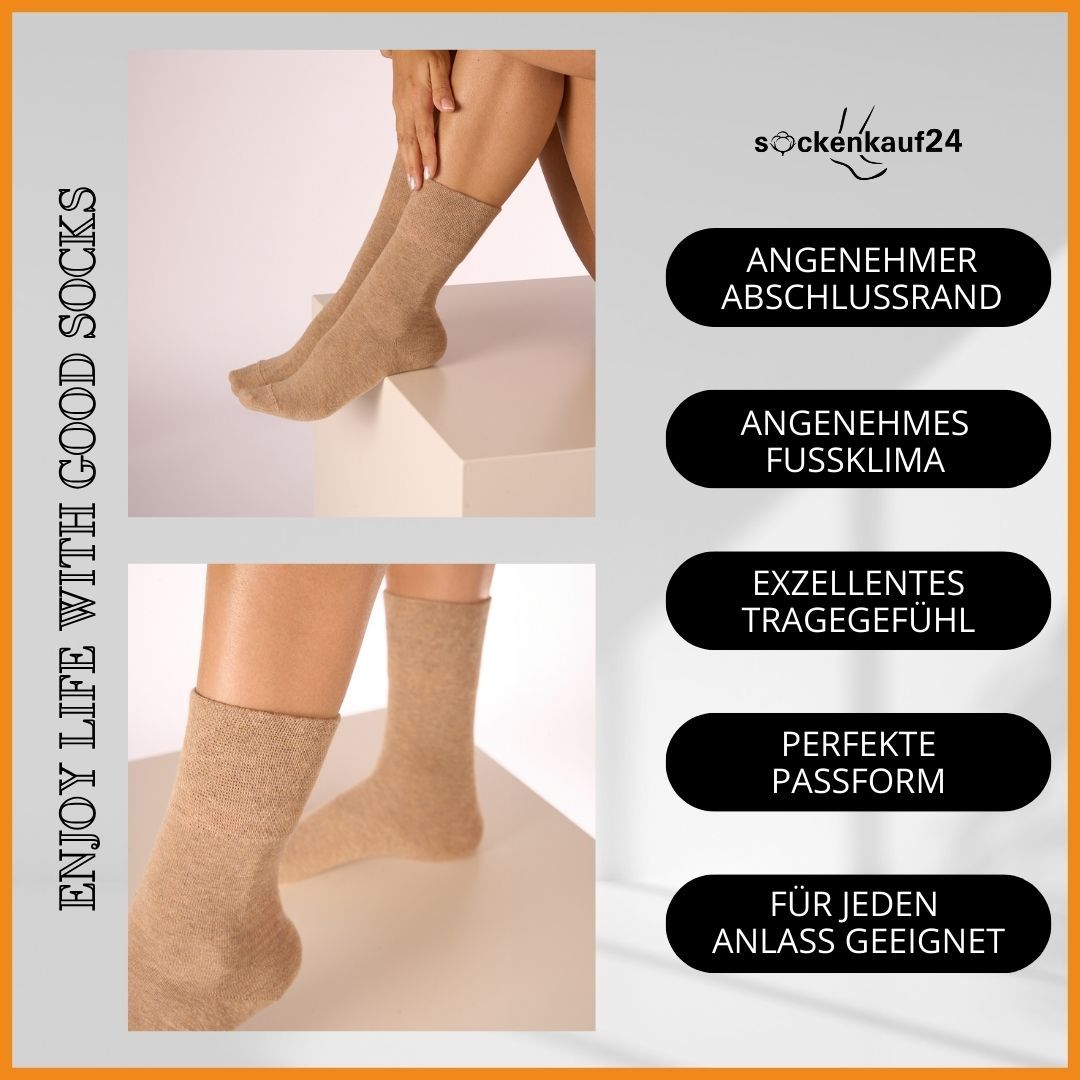 Diabetiker Socken mit Komfortbund und ohne Naht aus 97% Baumwolle für Damen und Herren