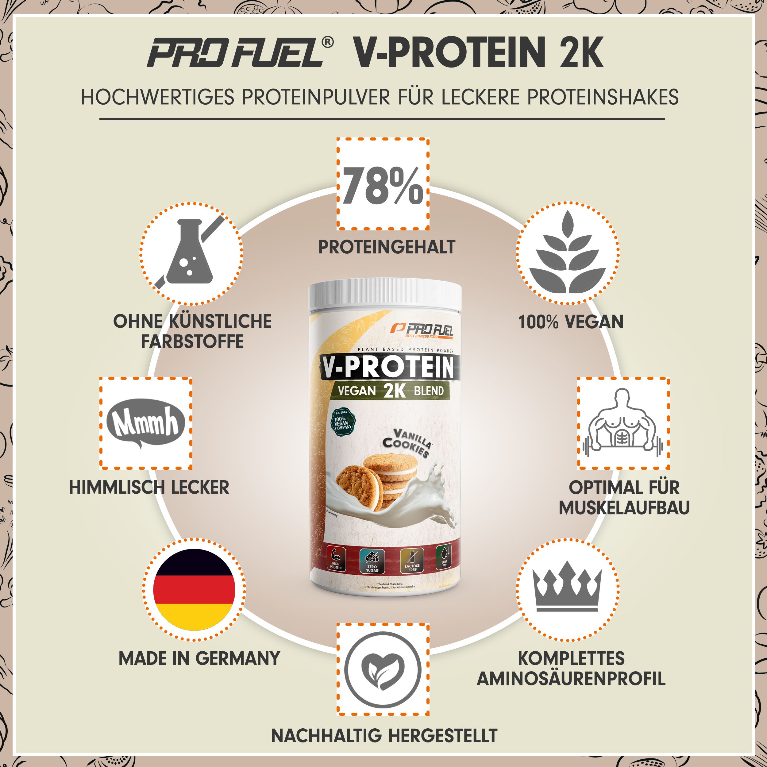 ProFuel - V-Protein 2K (Erbsen- & Reisprotein) 1000 g Pulver