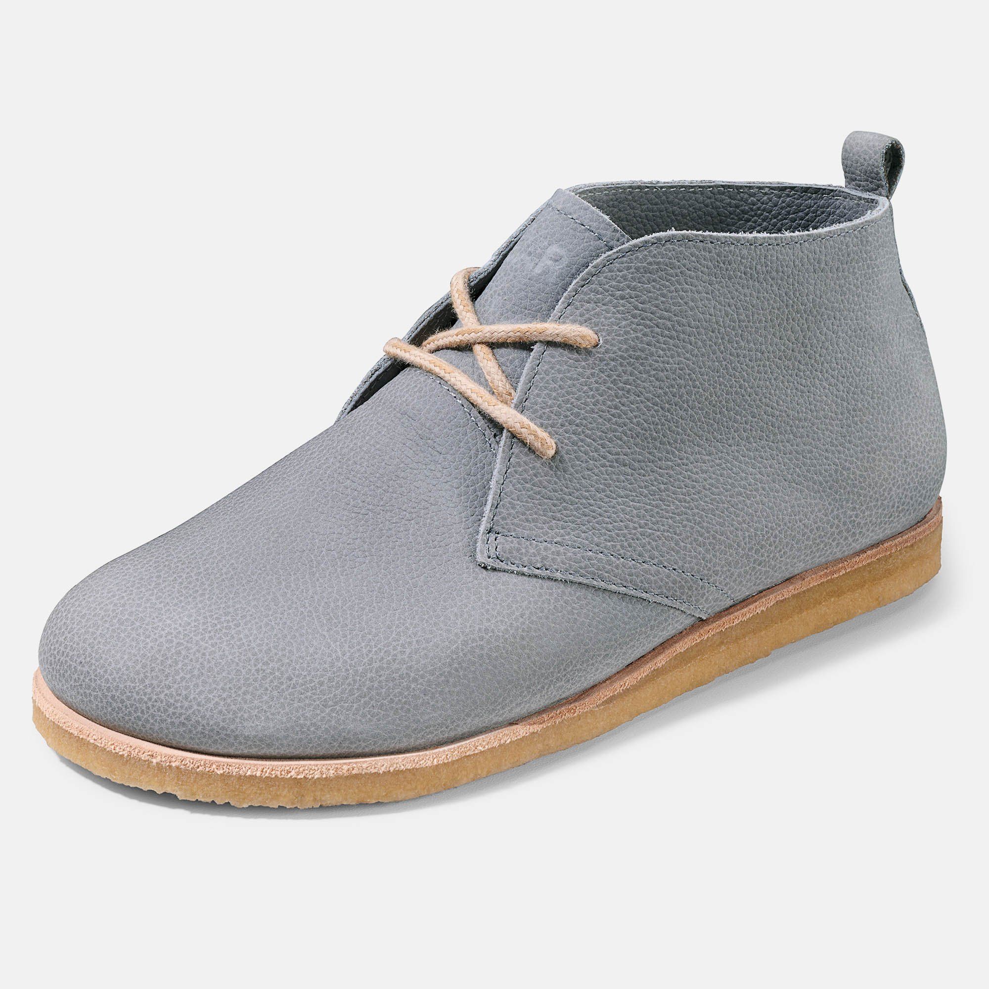 Graue BÄR Honor Damen Stiefelette, breite Weite, Schnürung, helle Sohle, Seitenansicht.