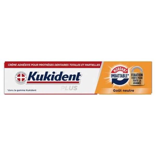 Kukident Plus Haftcreme für Total- und Teilprothesen, neutraler Geschmack.