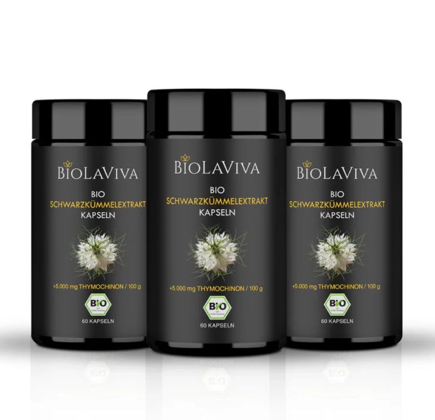 BIOLAVIVA BIO-Schwarzkümmel-Extrakt Kapseln mit 5.000mg Thymochinon