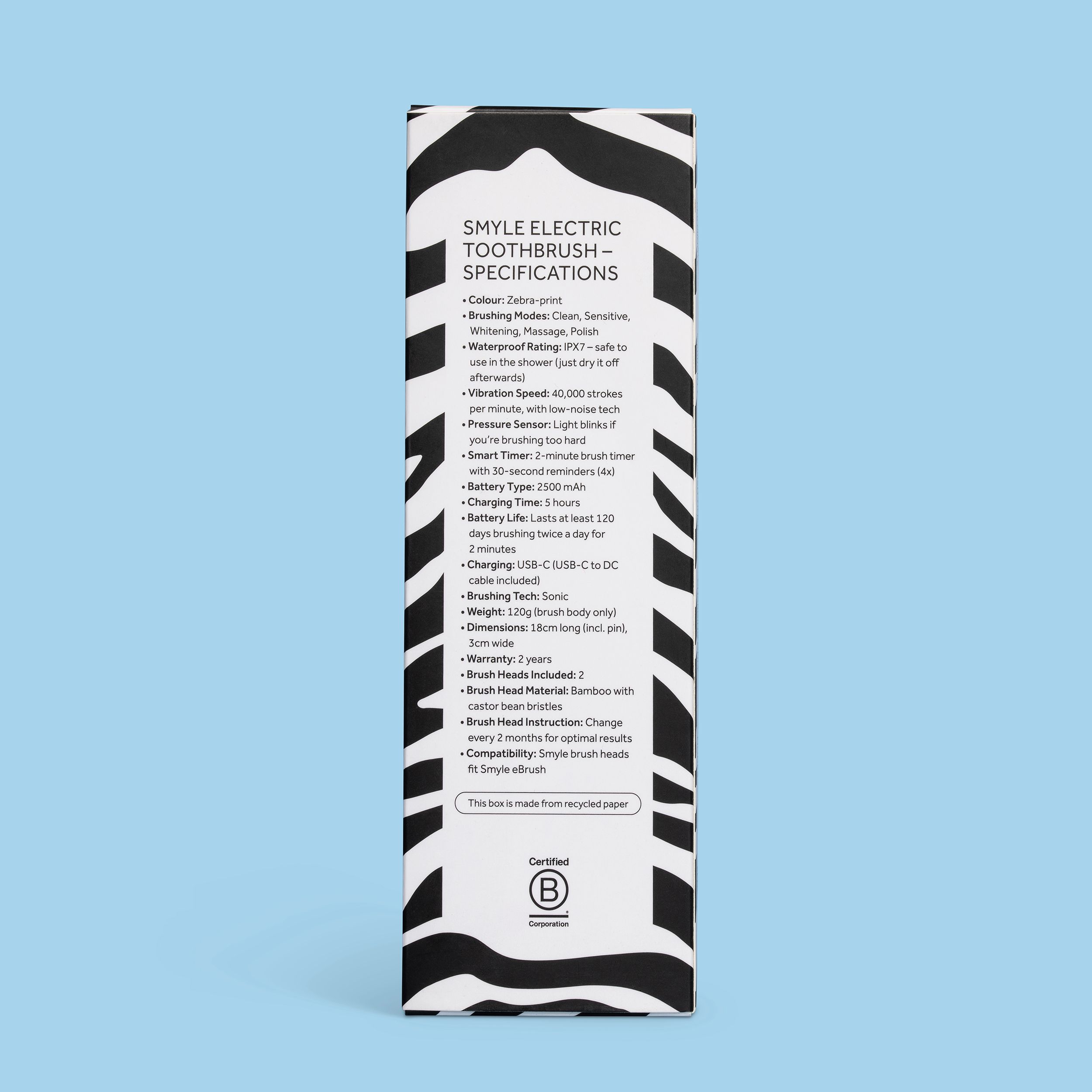 Smyle Sonic Elektrische Zahnbürste Zebra