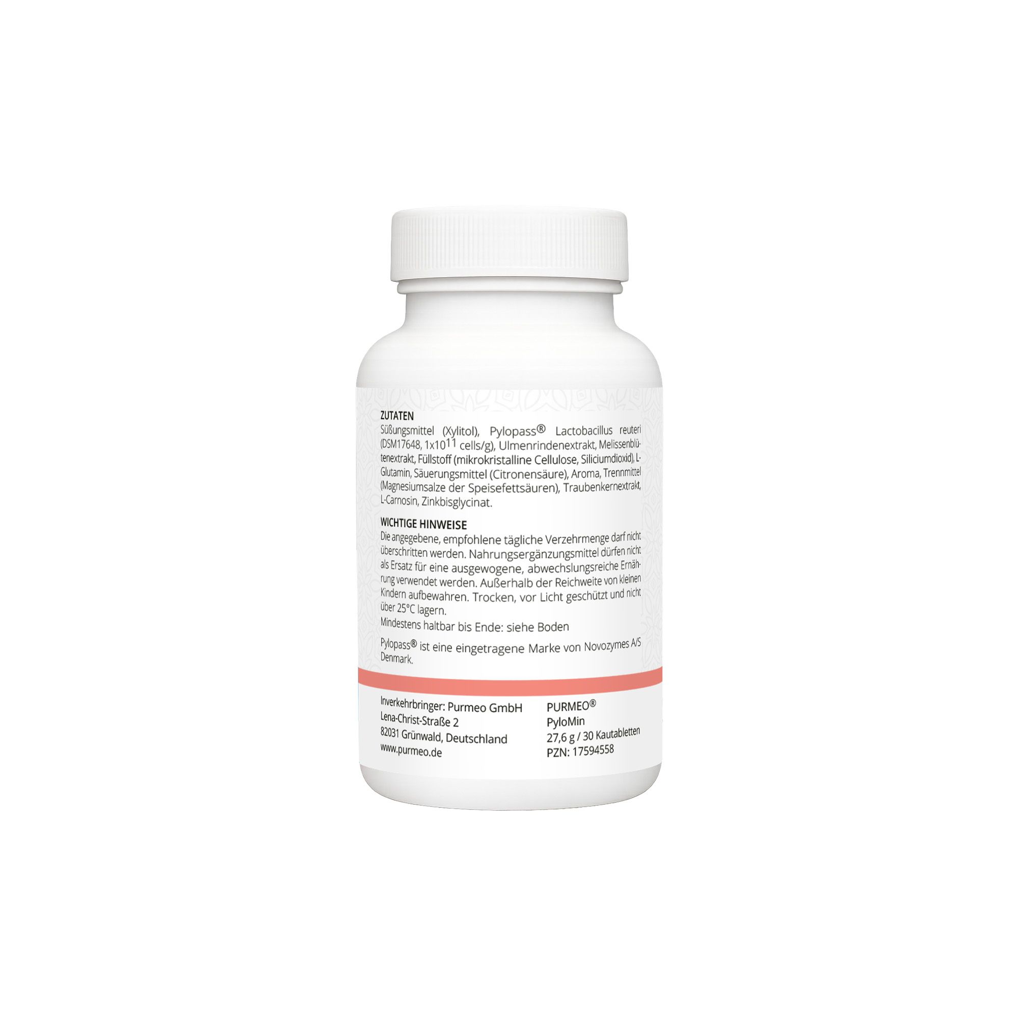 PURMEO PyloMin - bei Helicobacter pylori - mit 100 mg Pylopass®, Zink und Ulmenrindenextrakt