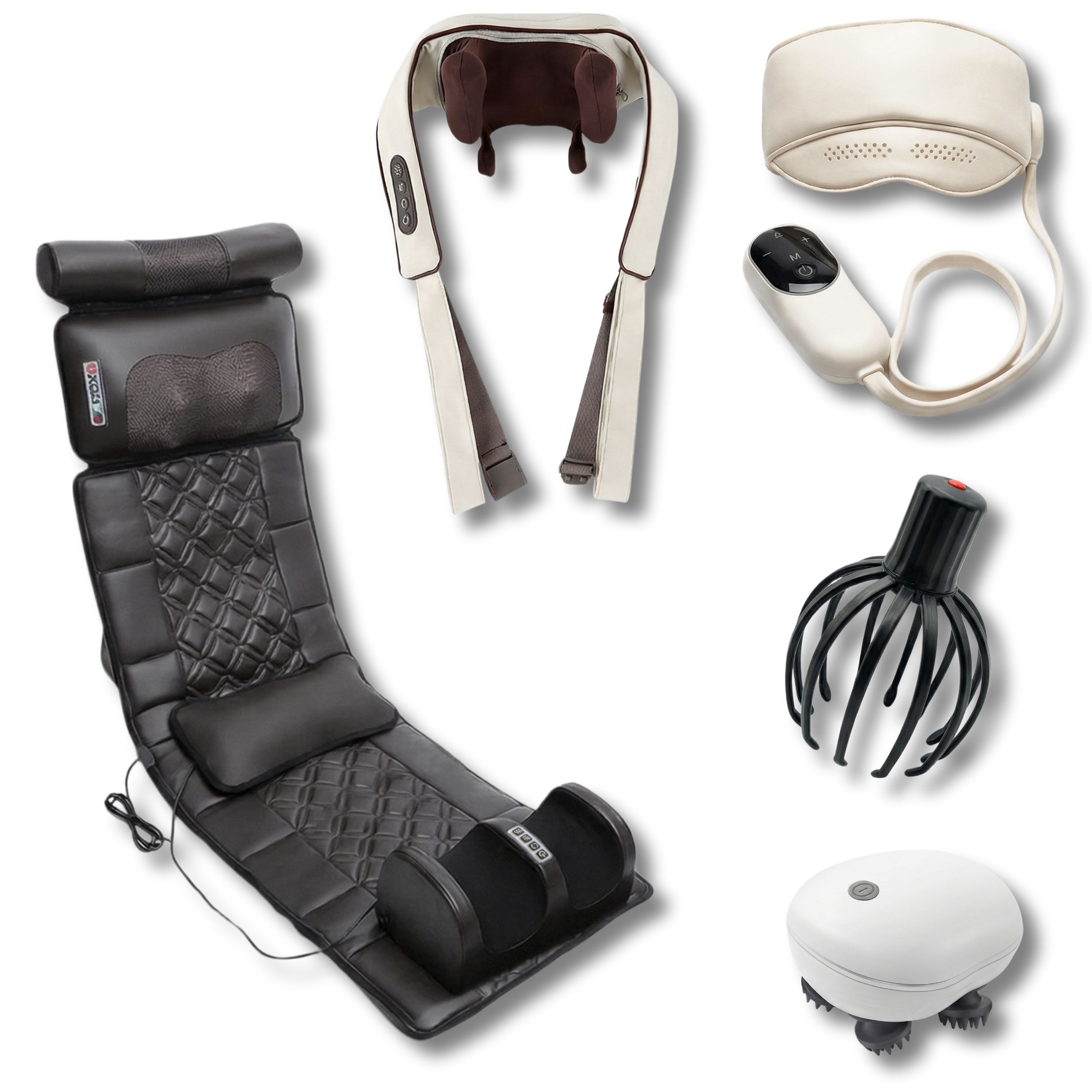 Massagebox – Massagematte, Shiatsu-Massager, Augenmaske & Kopfhaut-Massager 100x100 cm