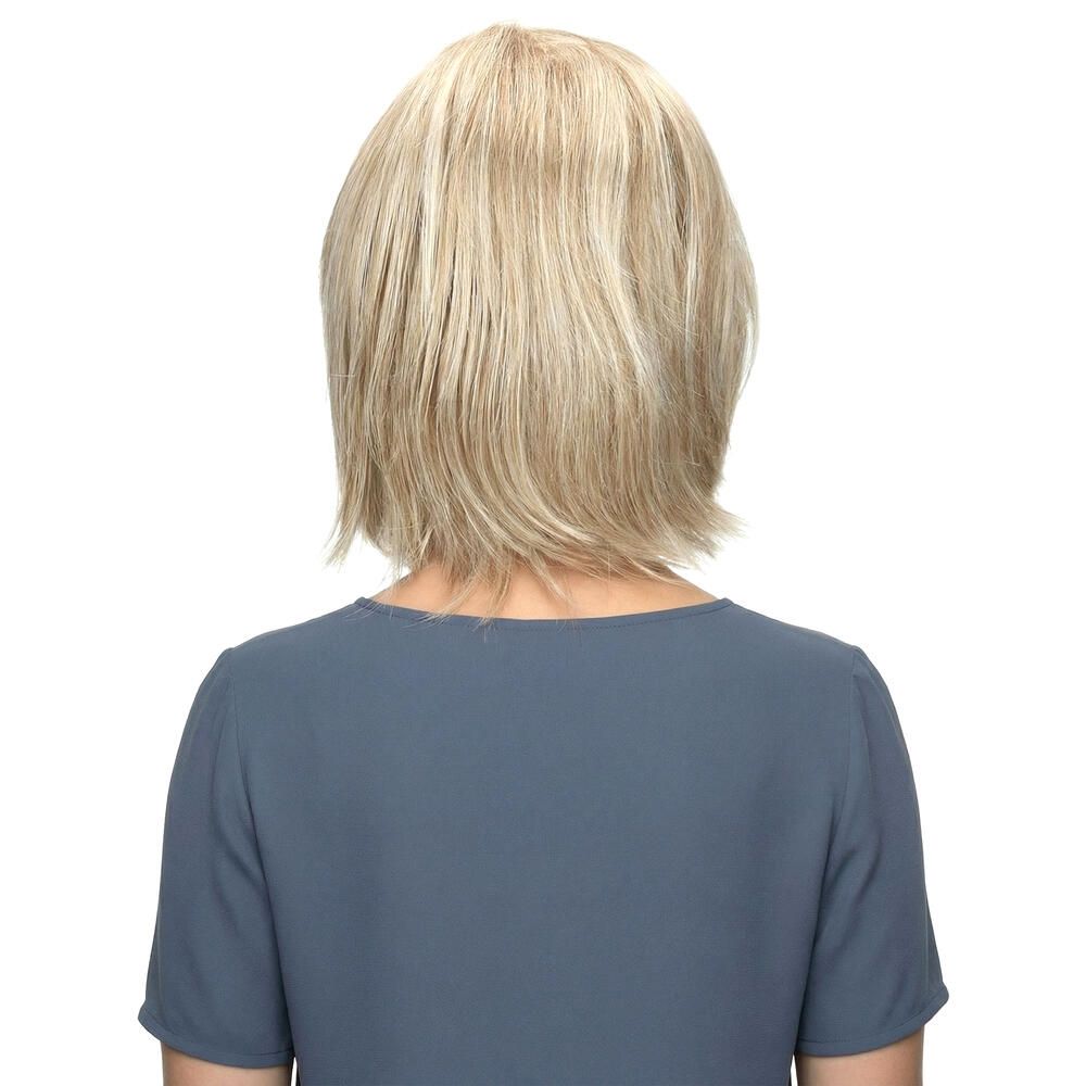 Blonde Perücke, Rückansicht, mittellang.