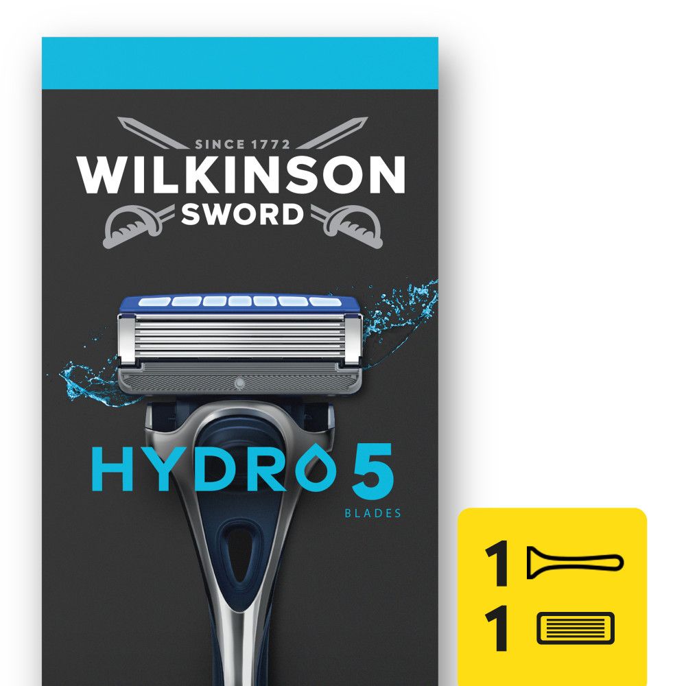 Wilkinson Sword Hydro 5 Rasierer mit 1 Ersatzklinge und 1 Klingenpackung.