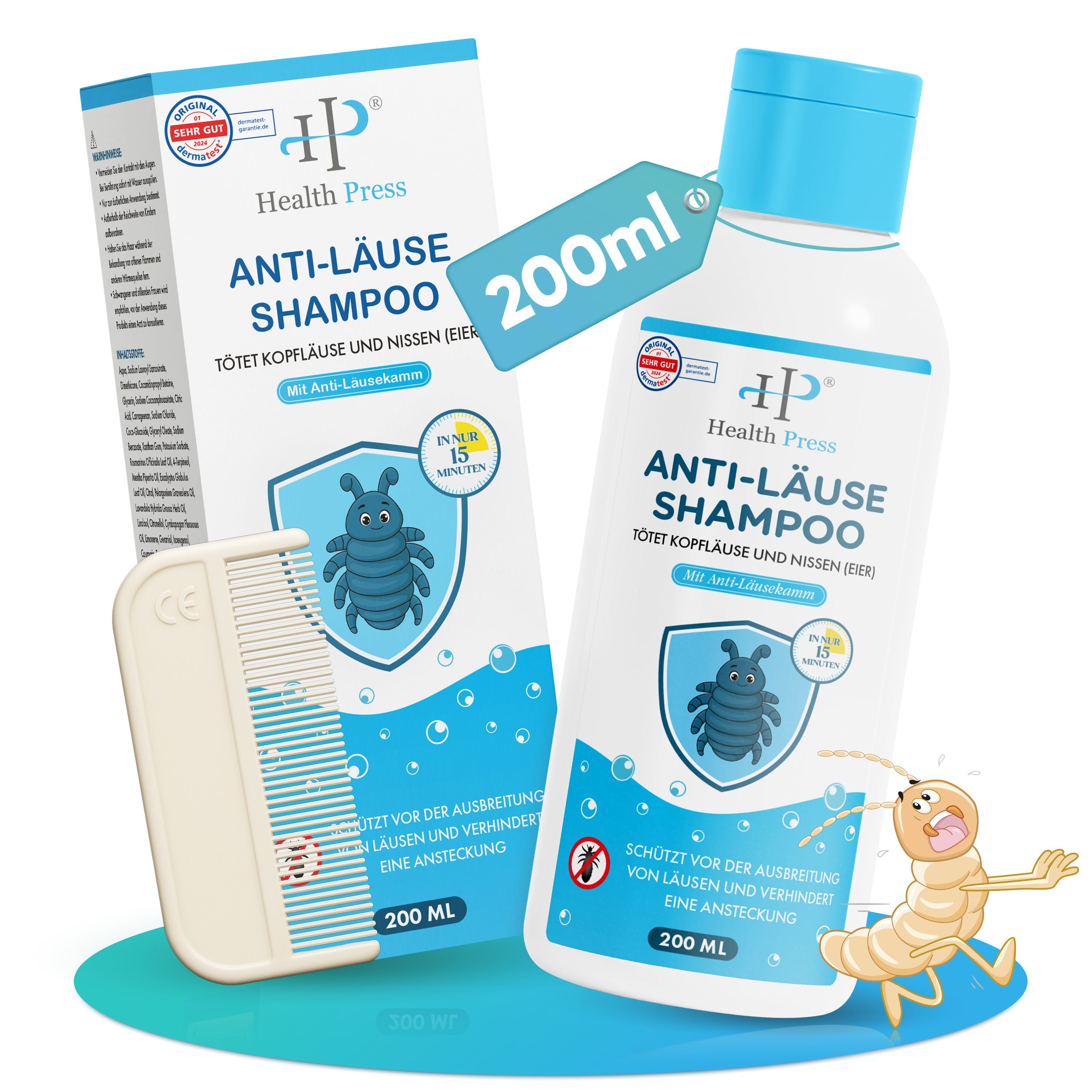 Health Press Läuse Shampoo – Läuseshampoo zur Behandlung von Läusen Wirksames Läusemittel 200 ml