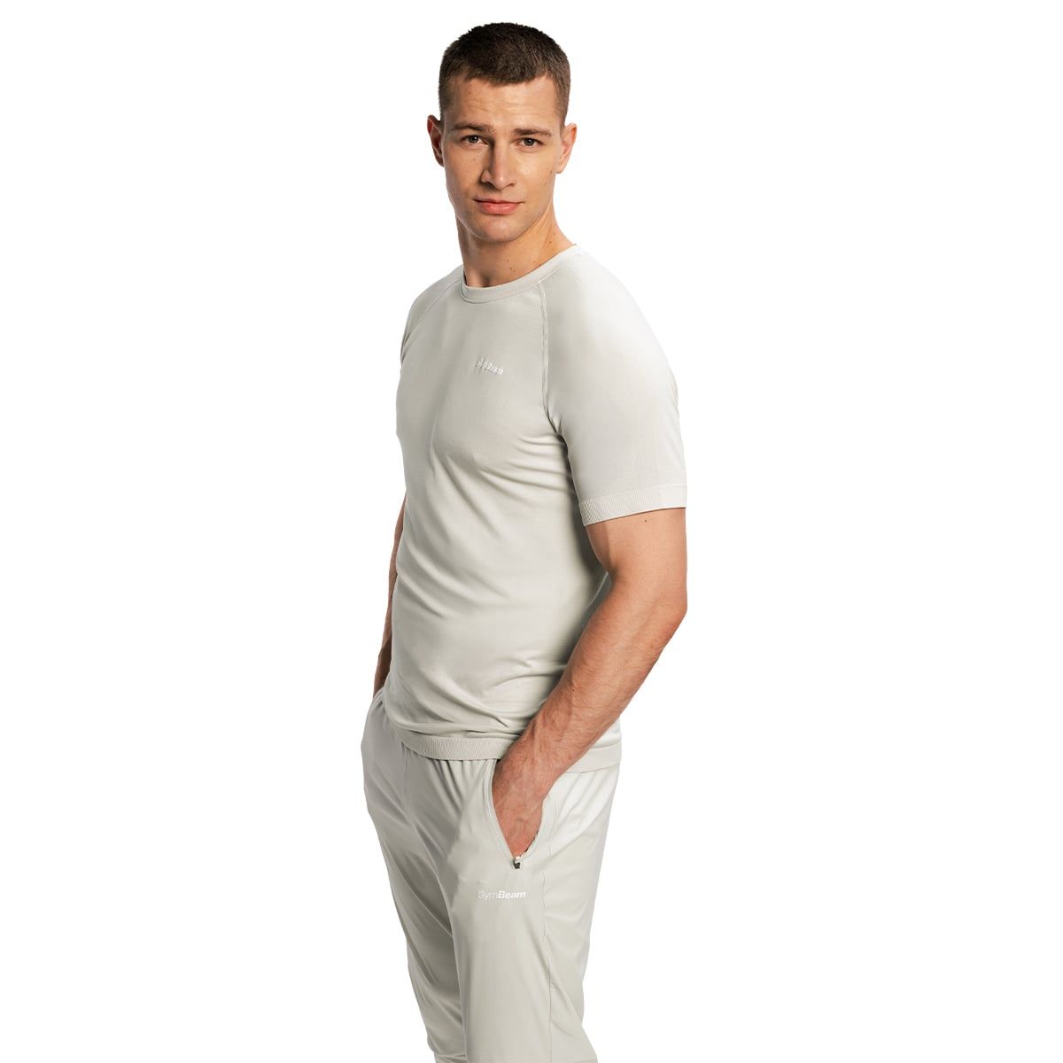 GymBeam T-Shirt Herren loose kurzarm aus Nylon Pulse X Running grau