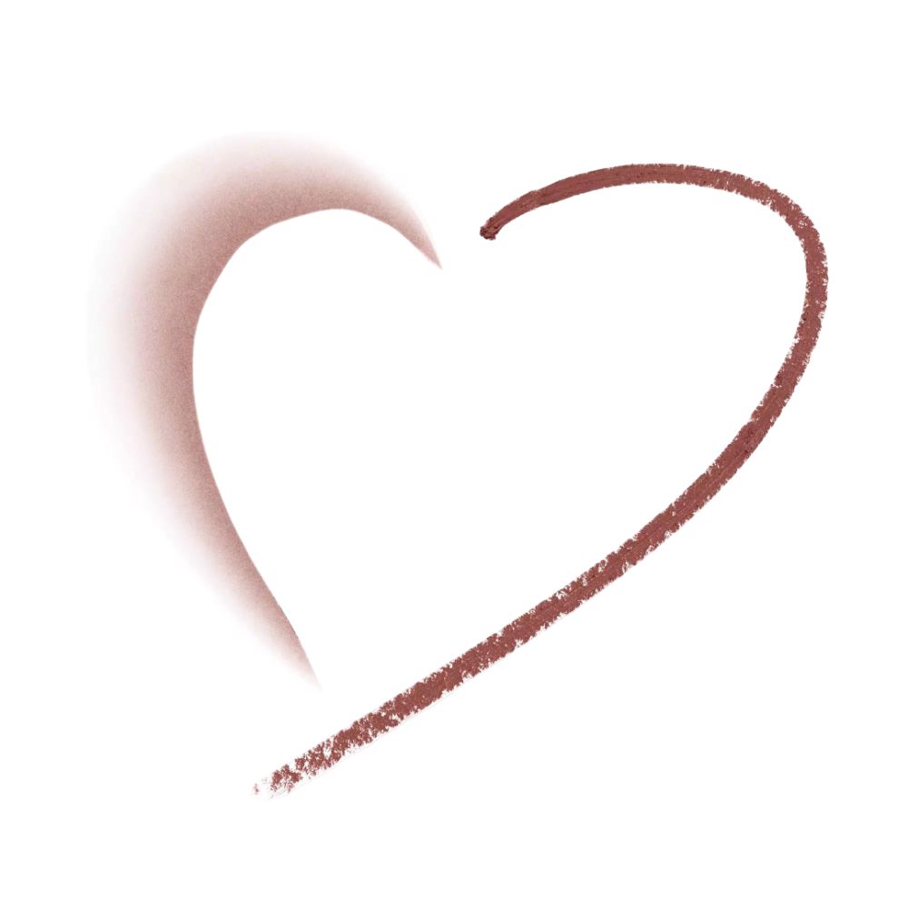 Herzform, gezeichnet mit braunem Eyeliner. Ein Teil ist schattiert.