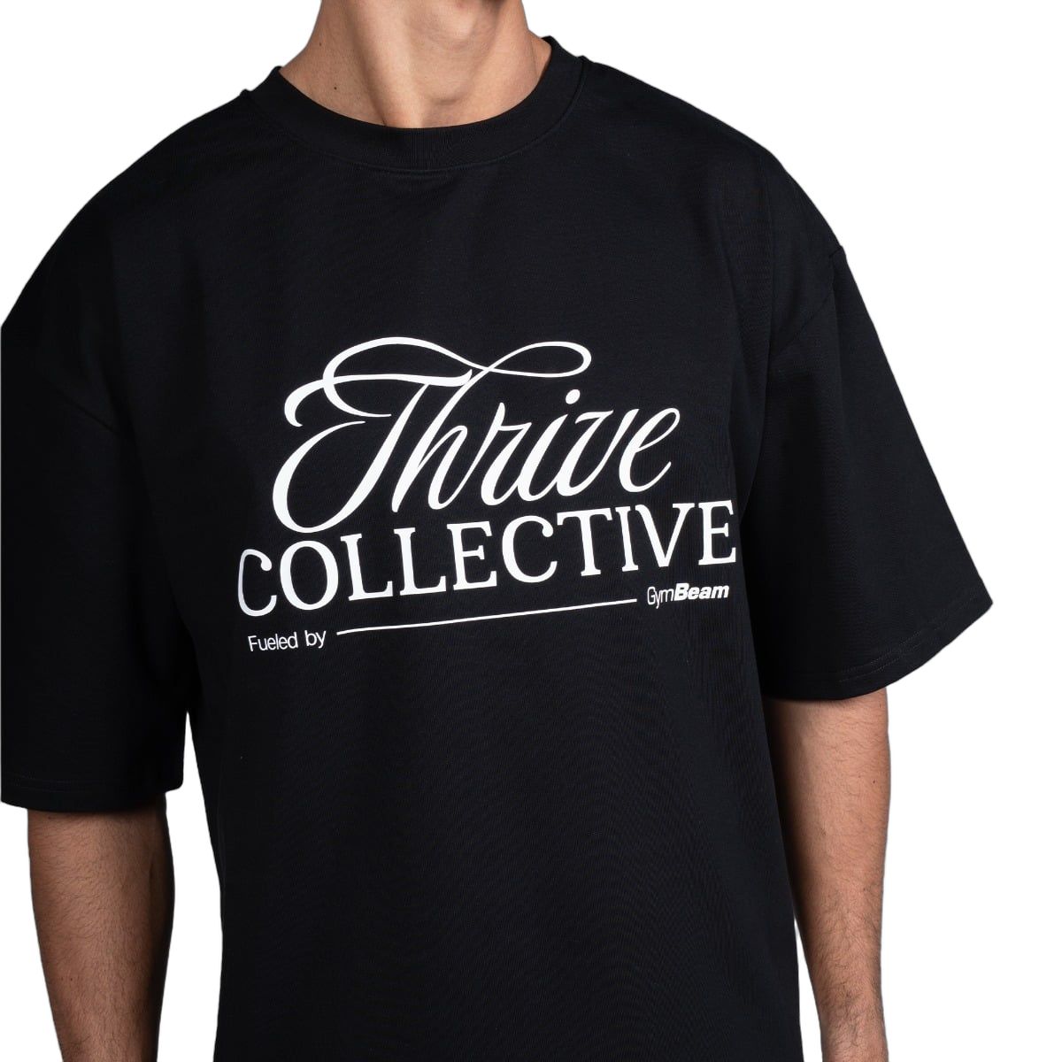 GymBeam T-Shirt Herren Thrive oversized mit Boxy-Schnitt in Schwarz