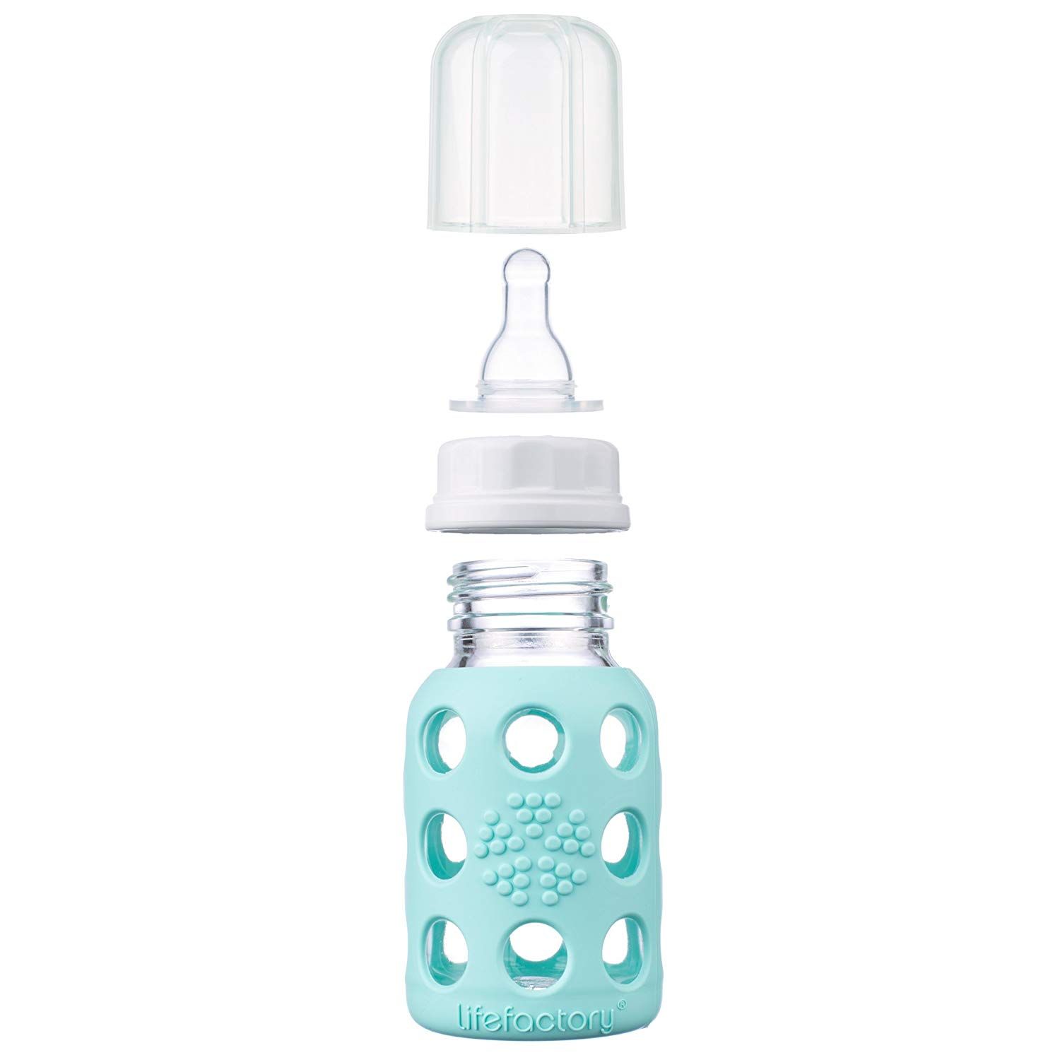 Baby Glas-Trinkflasche 120ml, inkl. Silikonsauger Gr. 1 (0-3 Monate), mint