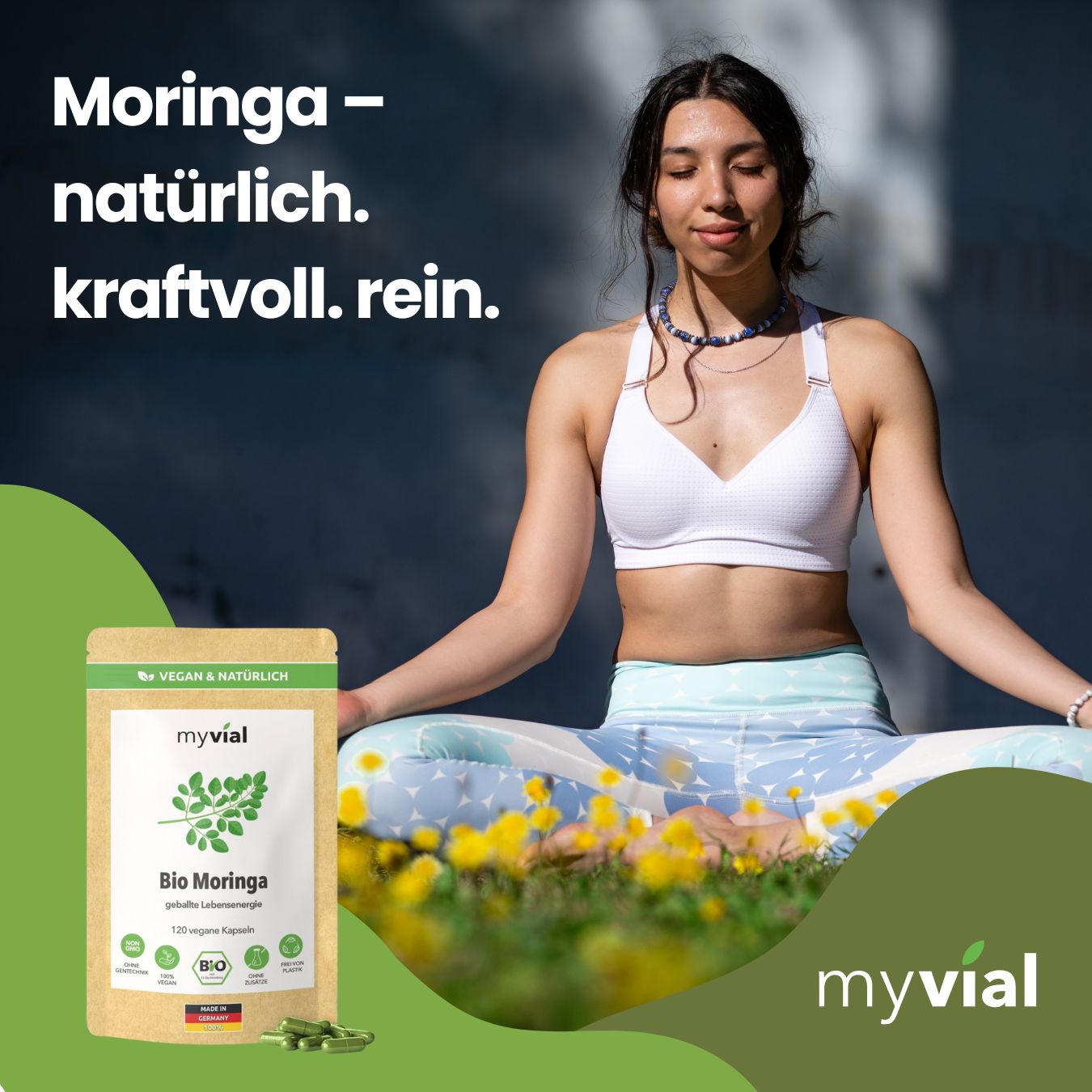 myvial® Bio Moringa Kapseln - Blattpulver aus Moringa Oleifera - 800 mg hochdosiert