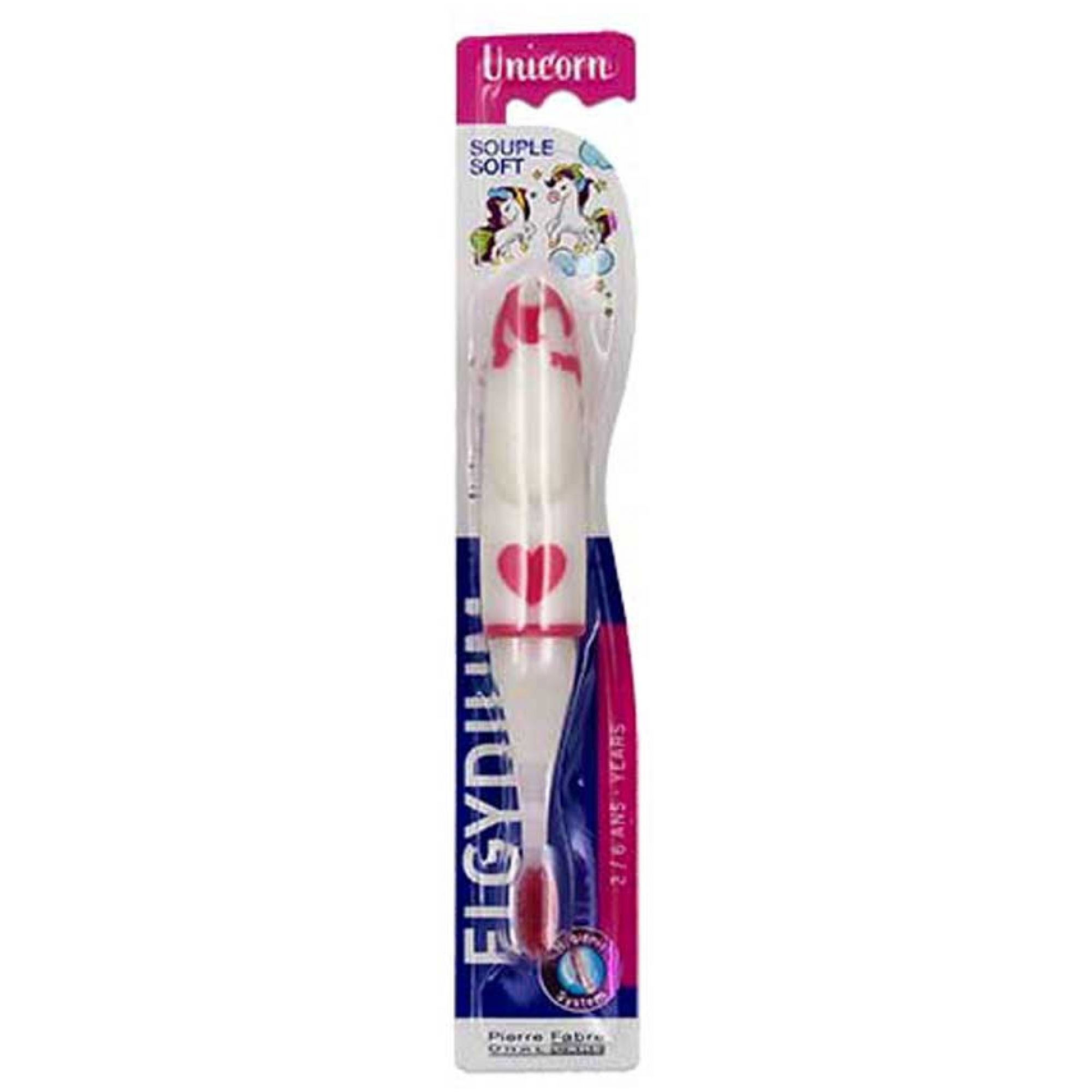 Elgydium Kids Weiche Zahnbürste Einhorn 2/6 Jahre (Farbe: Rosa) 24,3x4,3x3 cm