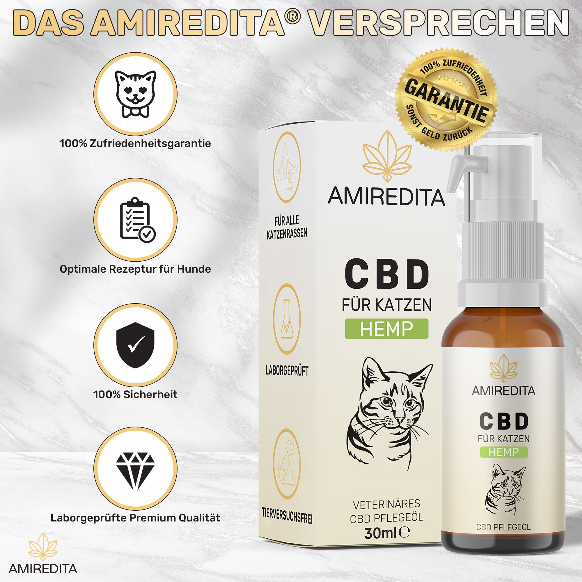 Amiredita CBD Öl Katzen 750mg - Hanfaroma