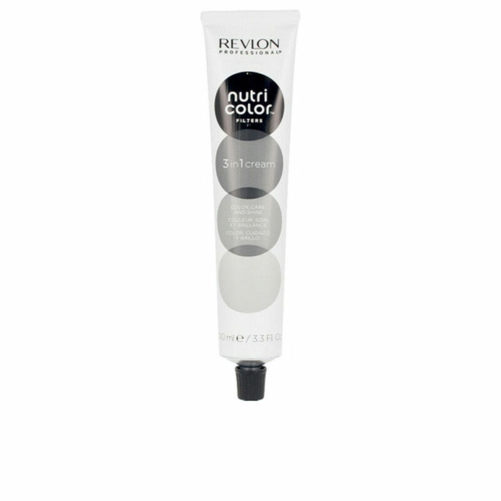 Weiß-graue Tube mit schwarzem Verschluss. Aufschrift: Revlon, Nutri Color Filters, 3 in 1 cream.