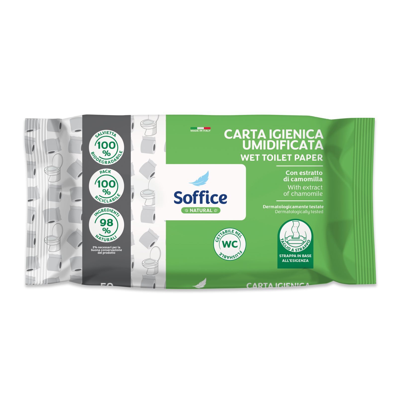 Soffice Natural Carta Igienica Umidificata - 21 Confezioni da 50 pz