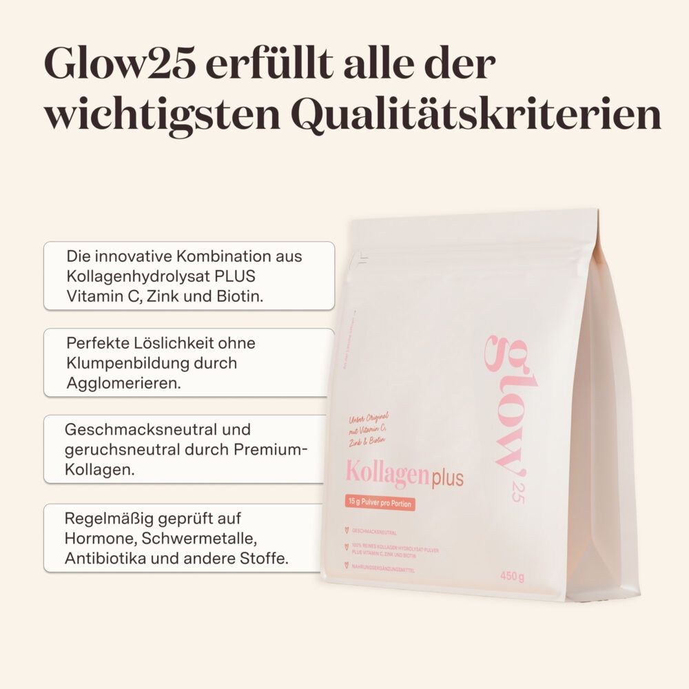 Glow25® Collagen Plus [450g] - mit Vitamin C, Zink und Biotin 450 g Pulver