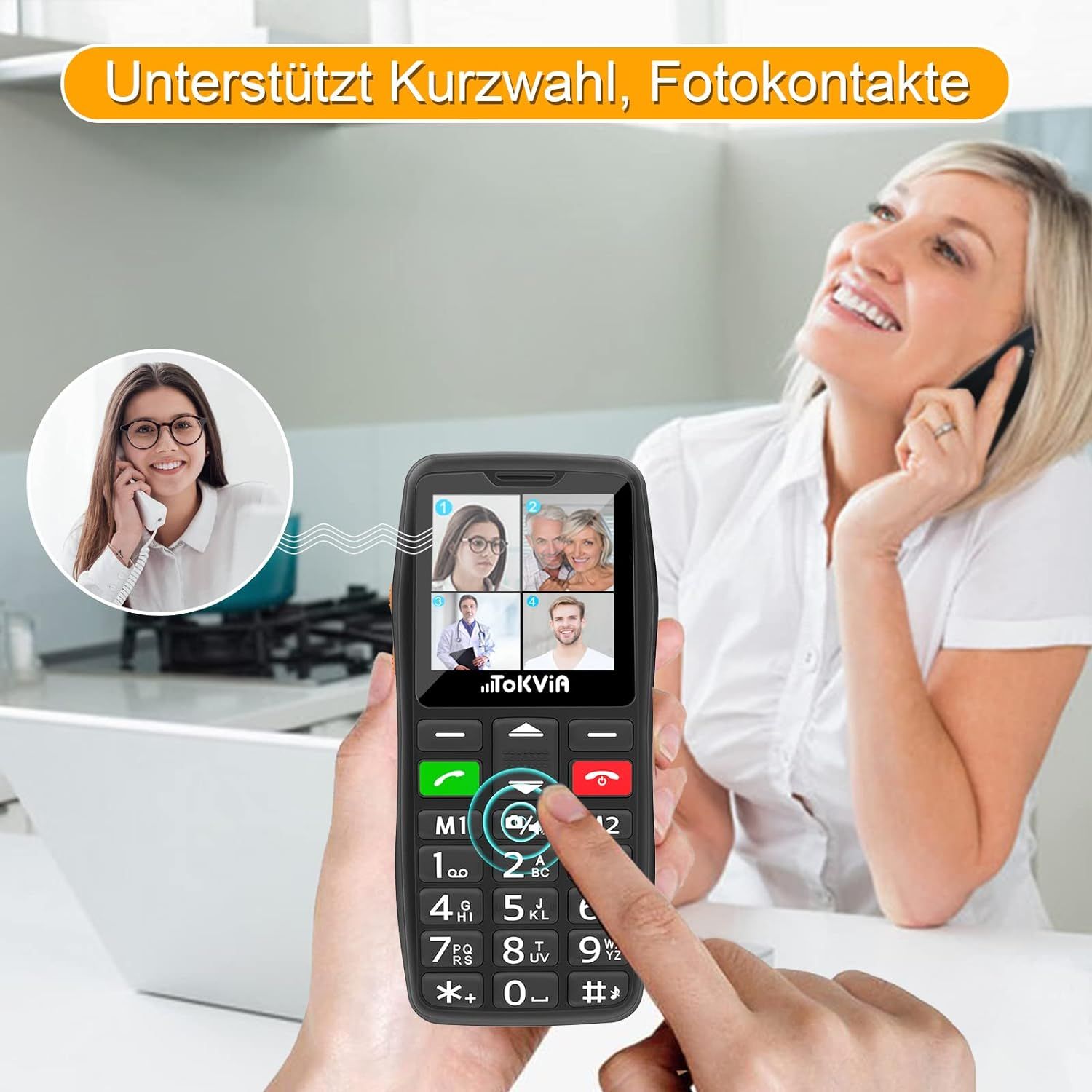 Tokvia Seniorenhandy T102 | Klassiches Handy mit großen Tasten Flachhandy