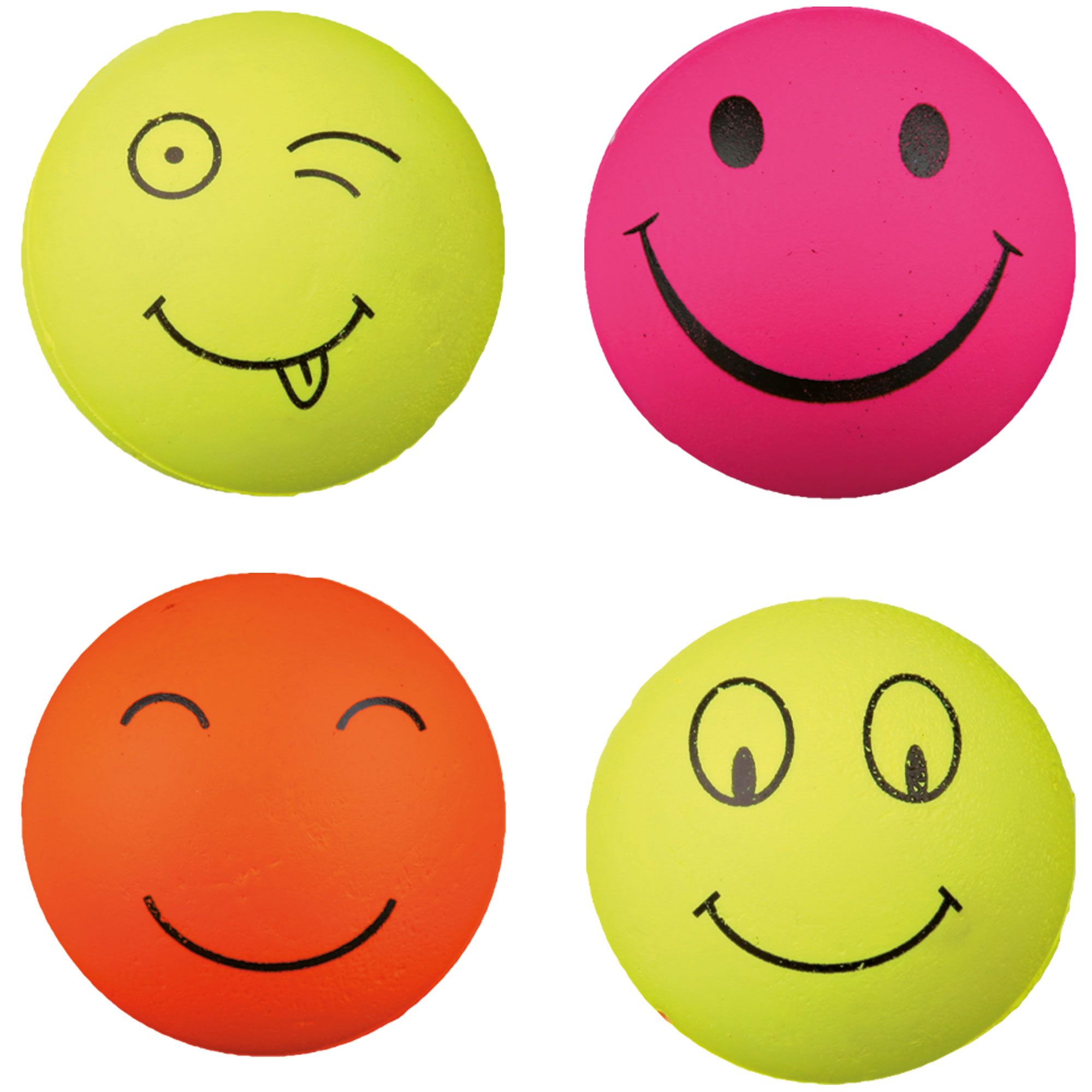 Smiley Moosgummibälle - Set - bunt sortiert - schwimmfähig - weich 6 cm