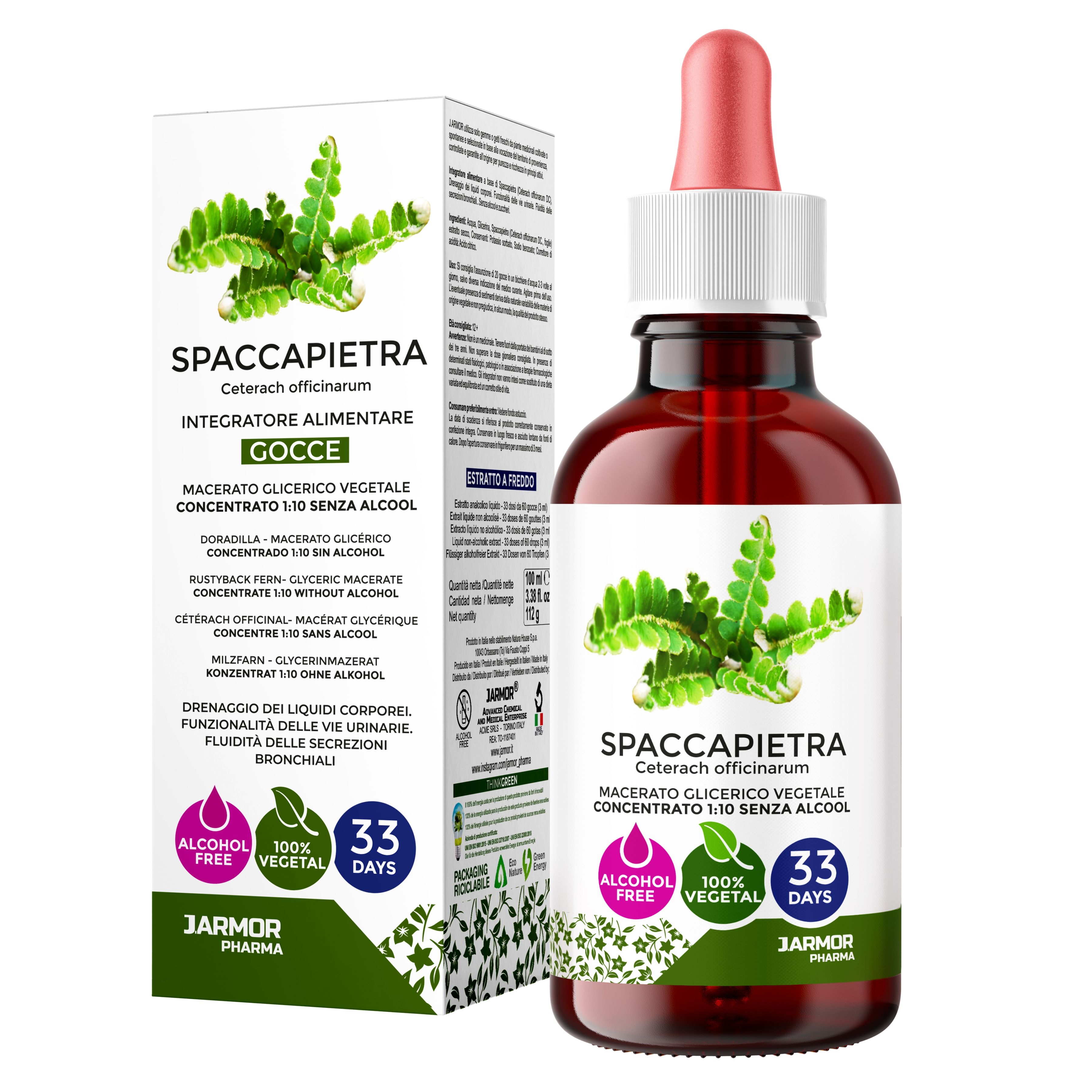 Spaccapietra Calcoli Renali 100 ml - Gocce Concentrate di Ceterach Officinarum Foglie - Integratore