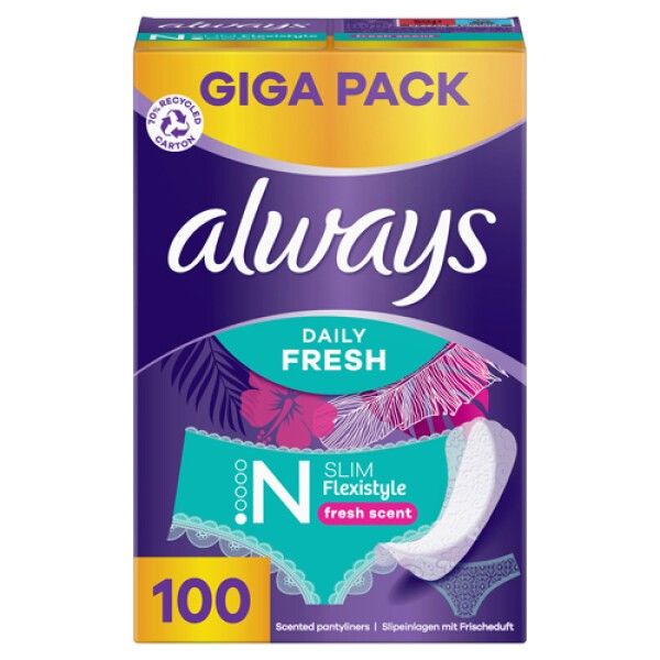 Always Daily Fresh Slim Flexistyle Slipeinlagen 100 Stück, Mit Frischeduft, Ultra-dünn Und Passend