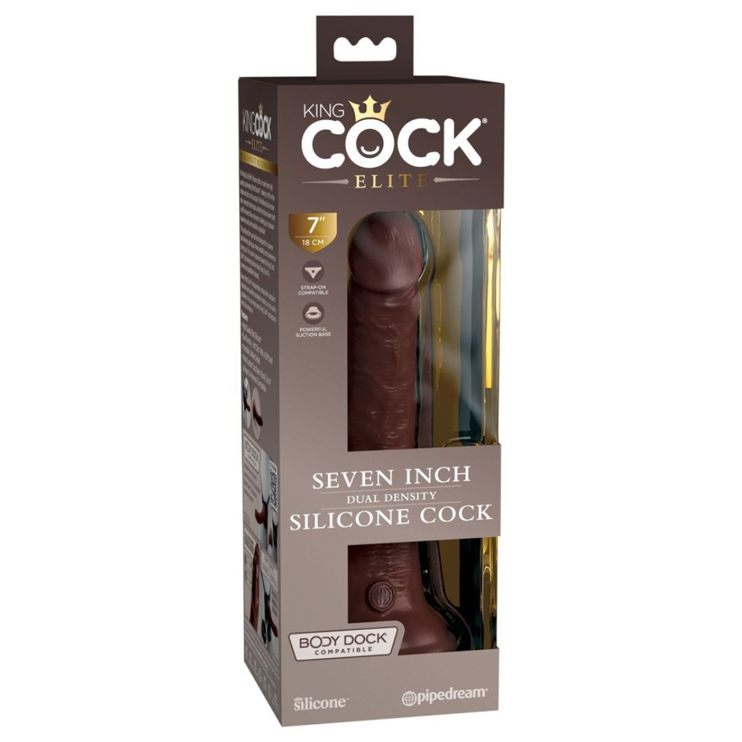 Naturdildo "7“ Dual Density Silicone" | Extra starker Saugfuß | King Cock Elite