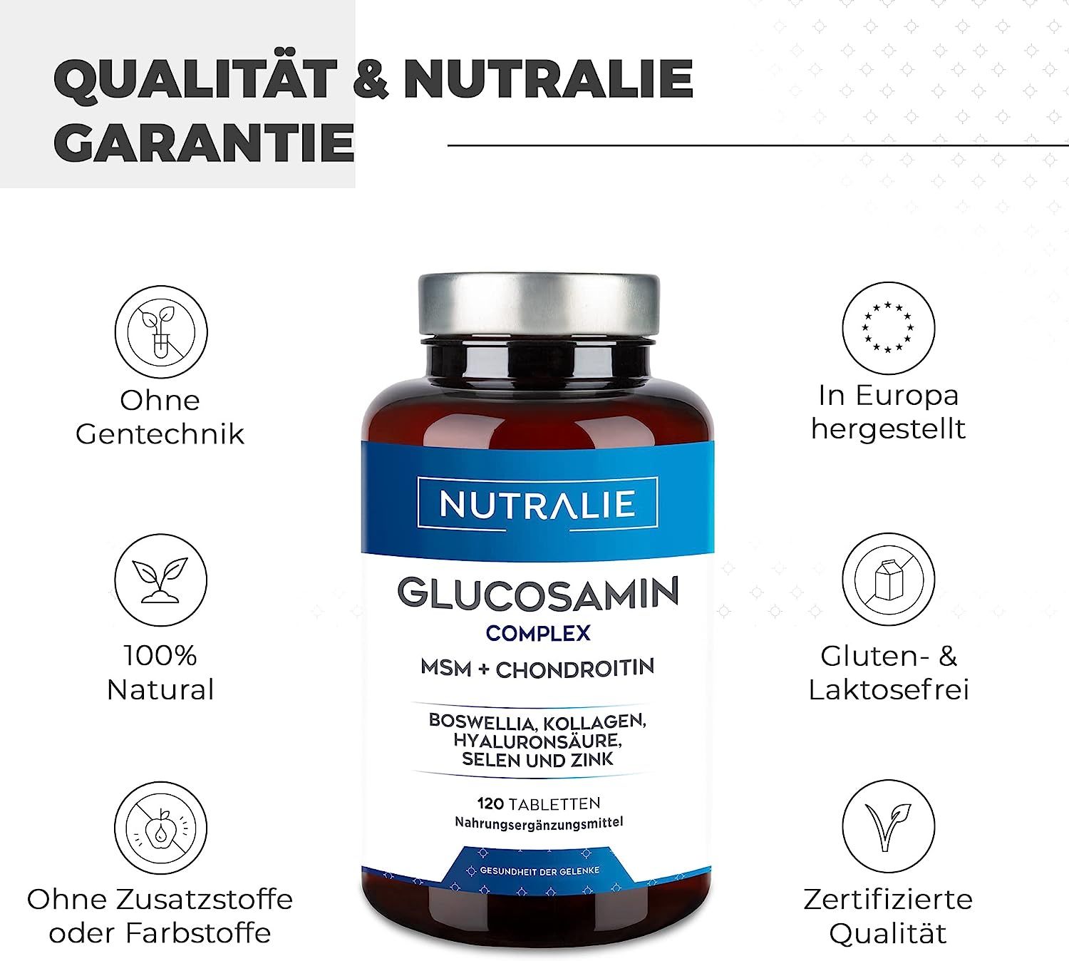 Nutralie Glucosamin & Chondroitin Hochdosiert mit MSM und Kollagen