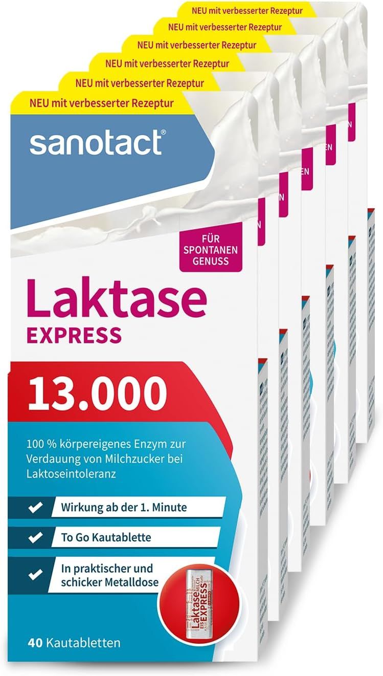 sanotact Laktase 13.000 EXPRESS • Laktose Tabletten mit Sofortwirkung • Bei Laktoseintoleranz