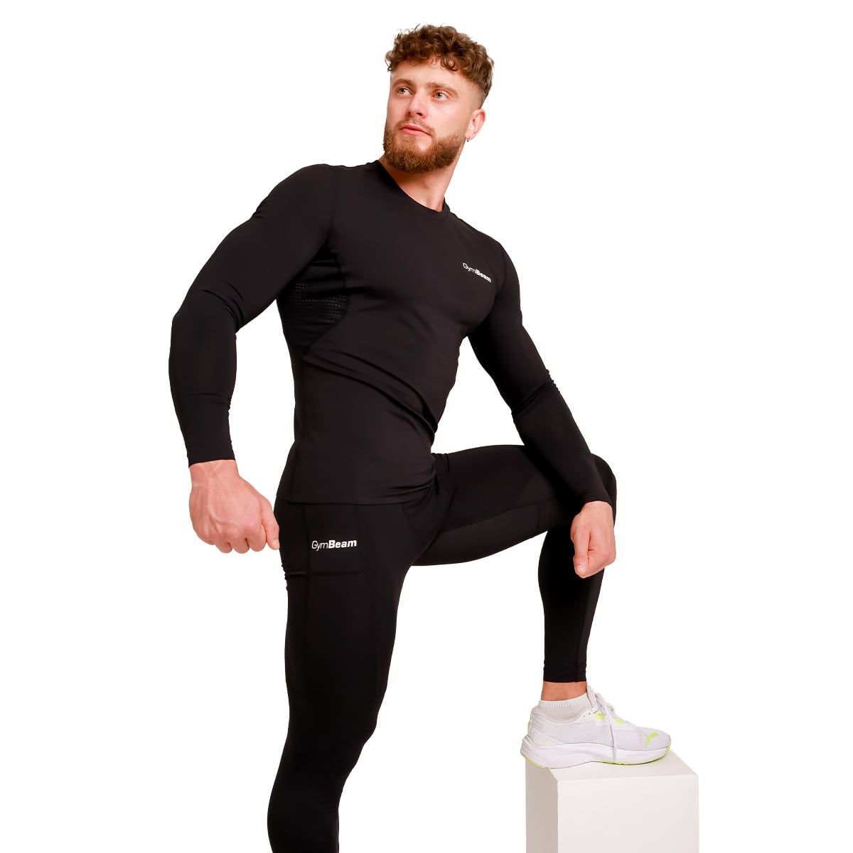GymBeam Leggings Herren Slim mit Taschen Black High Kompression