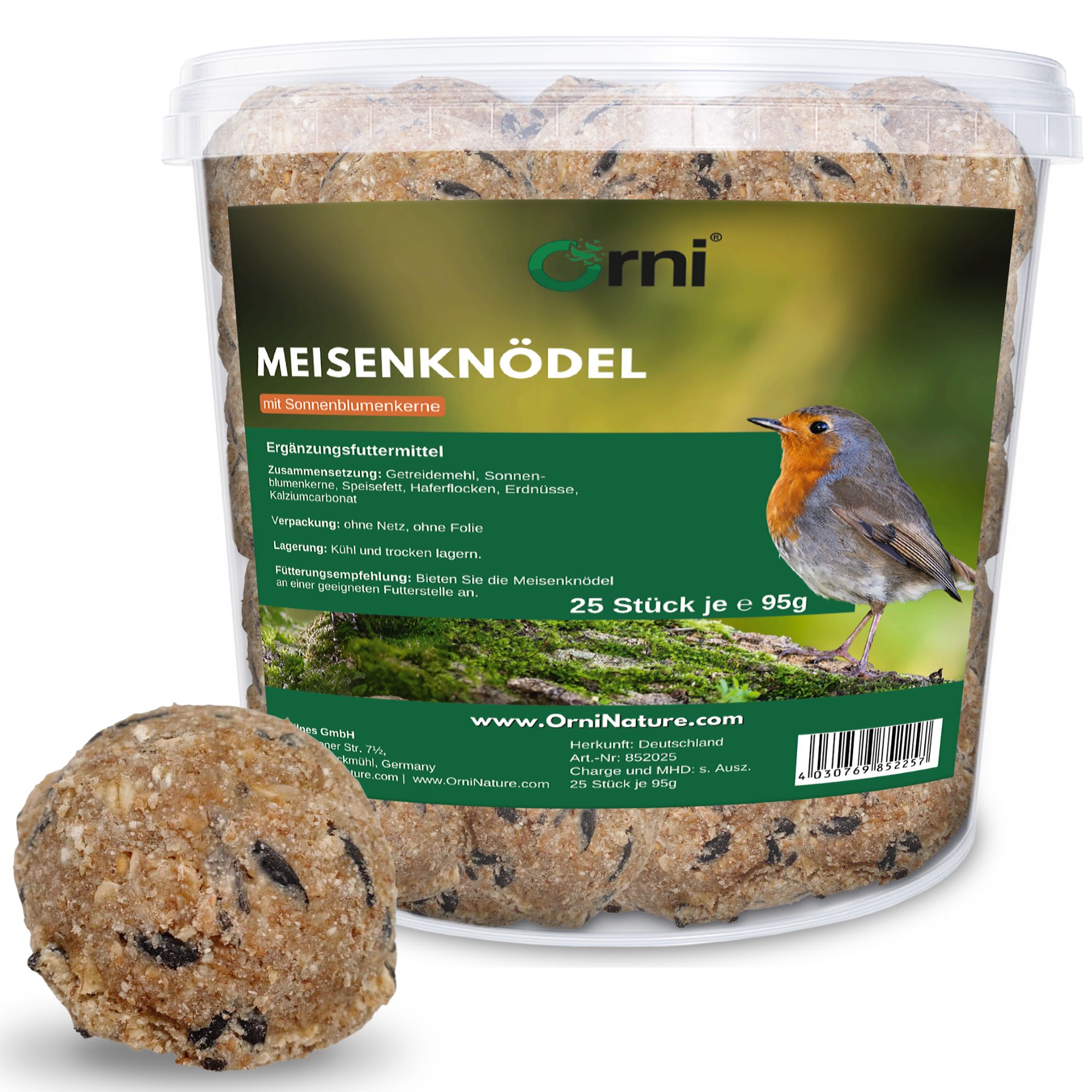 Orni Meisenknödel mit Sonnenblumenkerne im Eimer 25 St