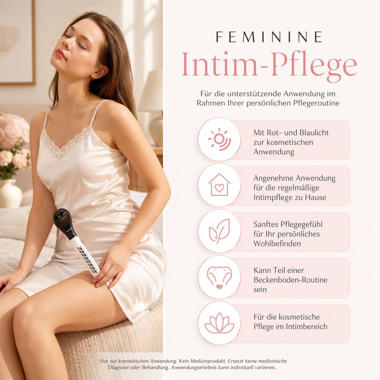 COOL-i Vaginaltrainer mit Rot /Blaulicht & EMS für Beckenboden Training & Intimpflege, kabellos