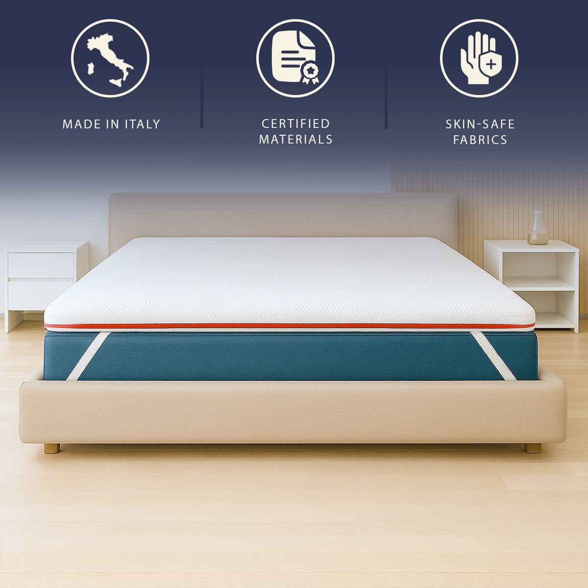 The White Stone Matratzentopper 180x200 aus Memory Schaum mit 9 Zonen | Höhe 5 cm
