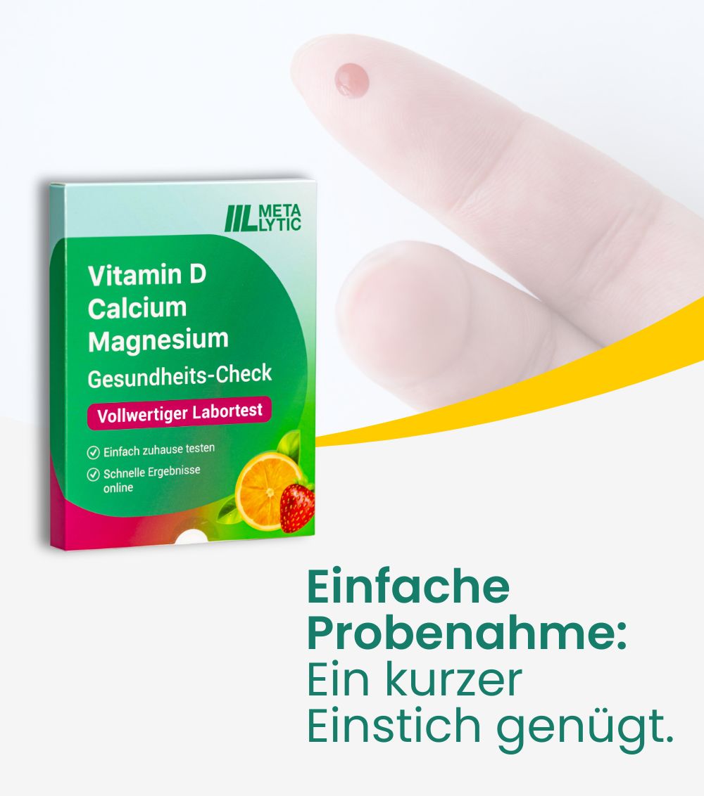 MetaLytic - 2-in-1 SPARSET: Vitamin D, Calcium & Magnesium Test + Vitamin D3 K2 Tropfen (1000 IE)