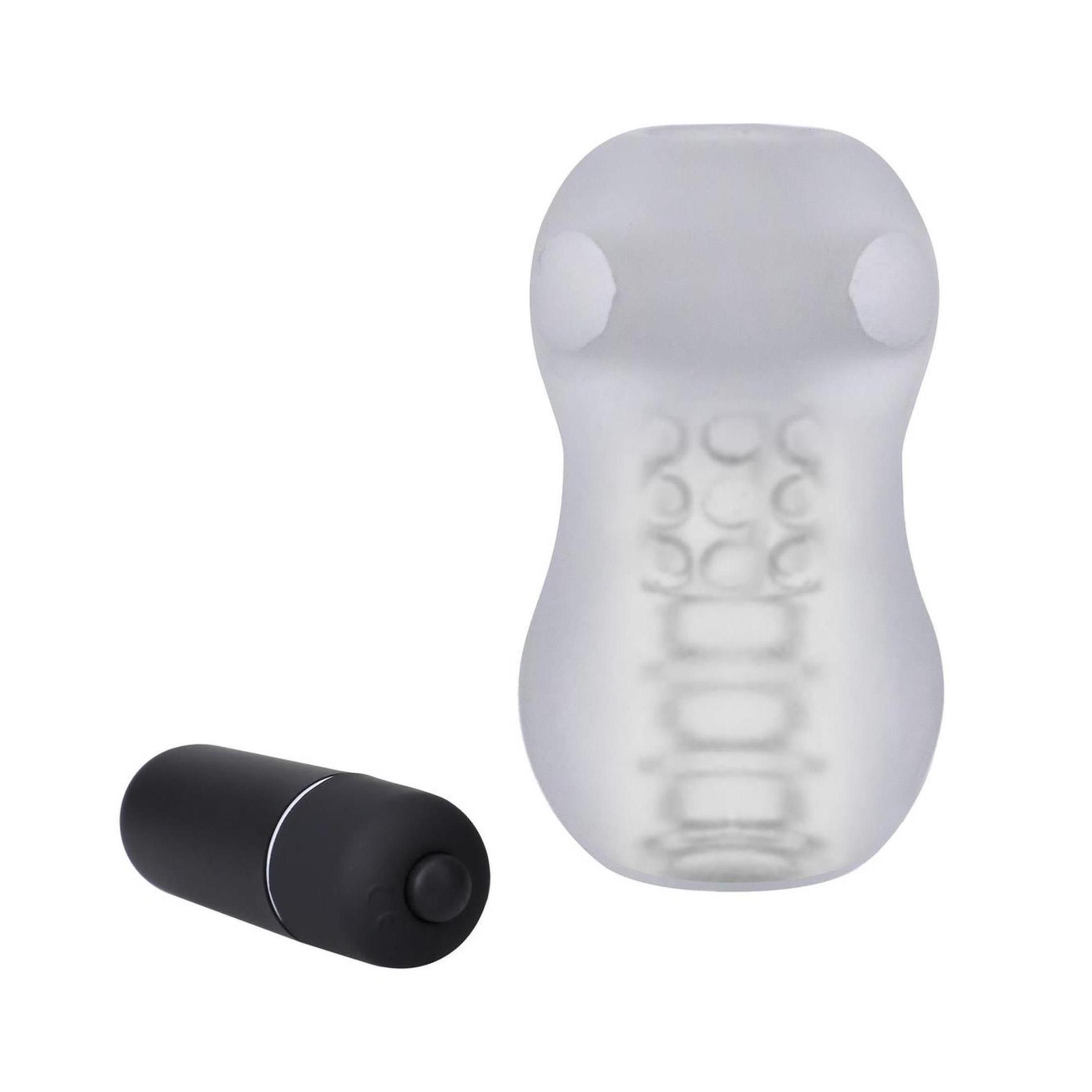 Doc Johnson - Helping Head Pro - Vibrating Masturbator Sleeve - Frost