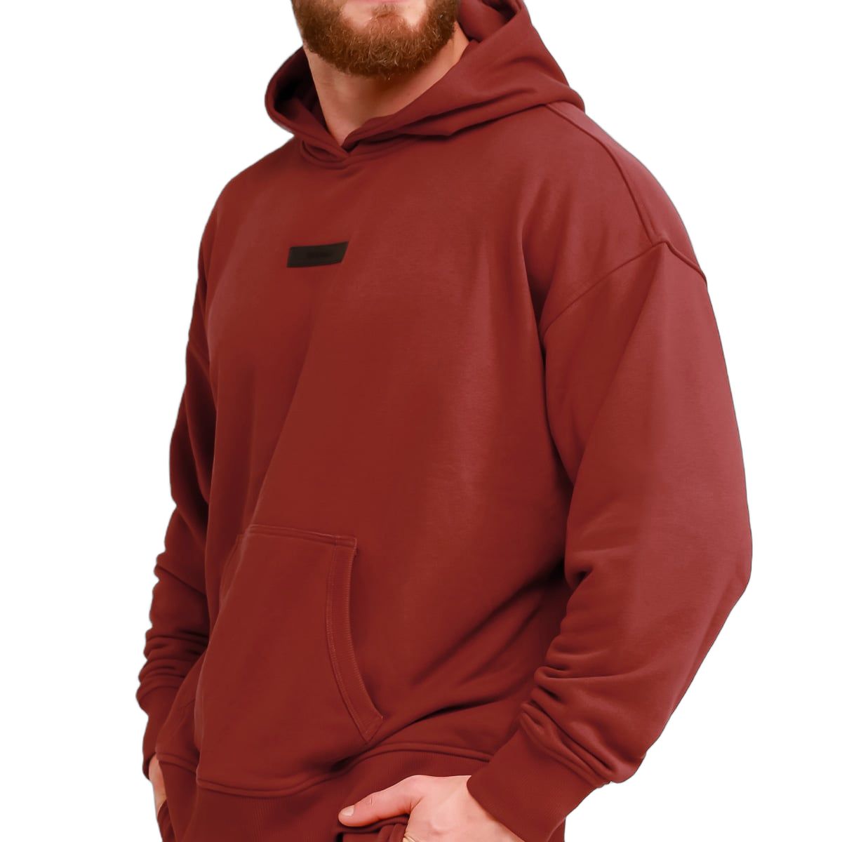 GymBeam Hoodie Herren Oversized mit Kapuze und Kängurutasche in Rot
