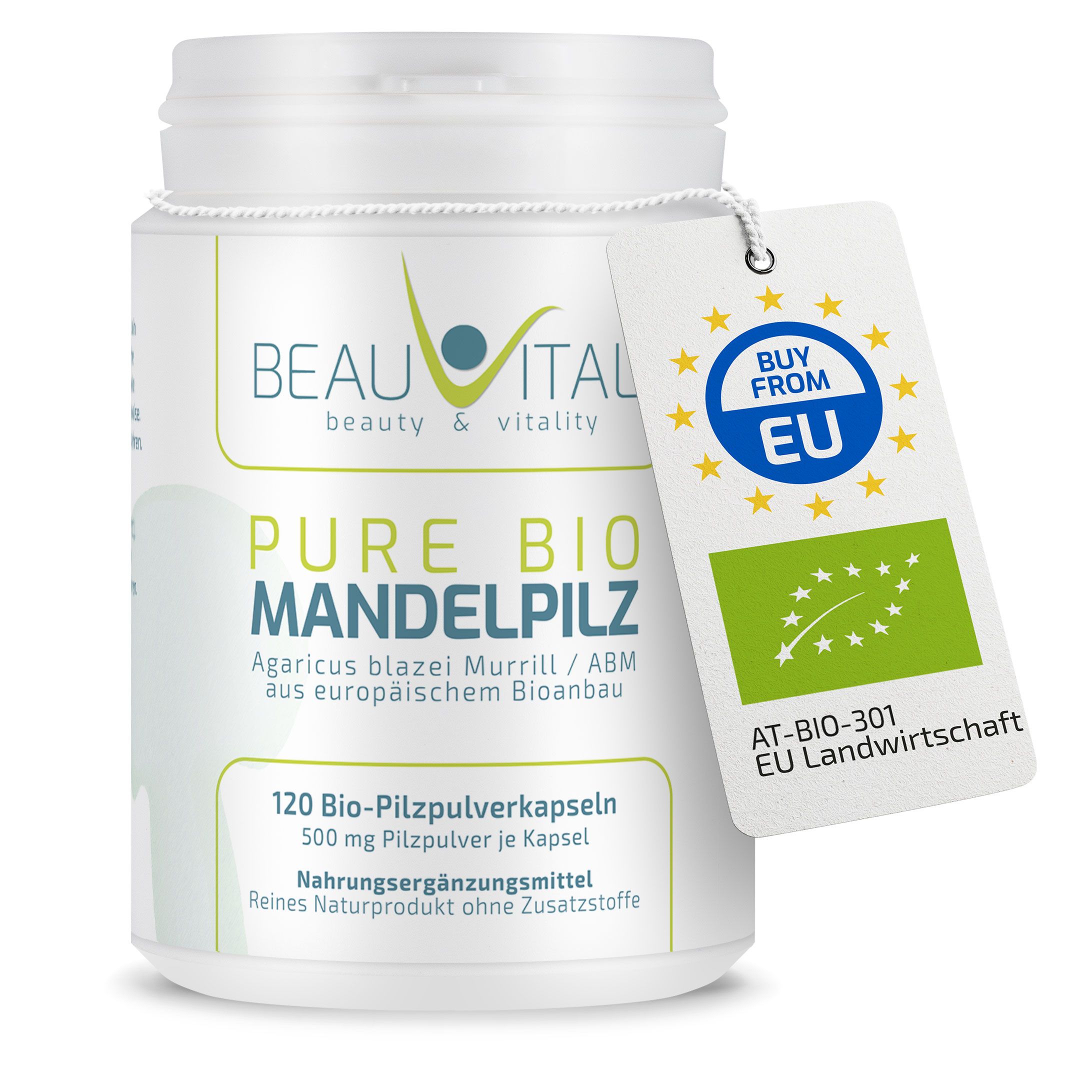 BEAUVITAL® Pure Bio Mandelpilz Kapseln (Agaricus blazei Murrill, ABM) aus EU-Anbau