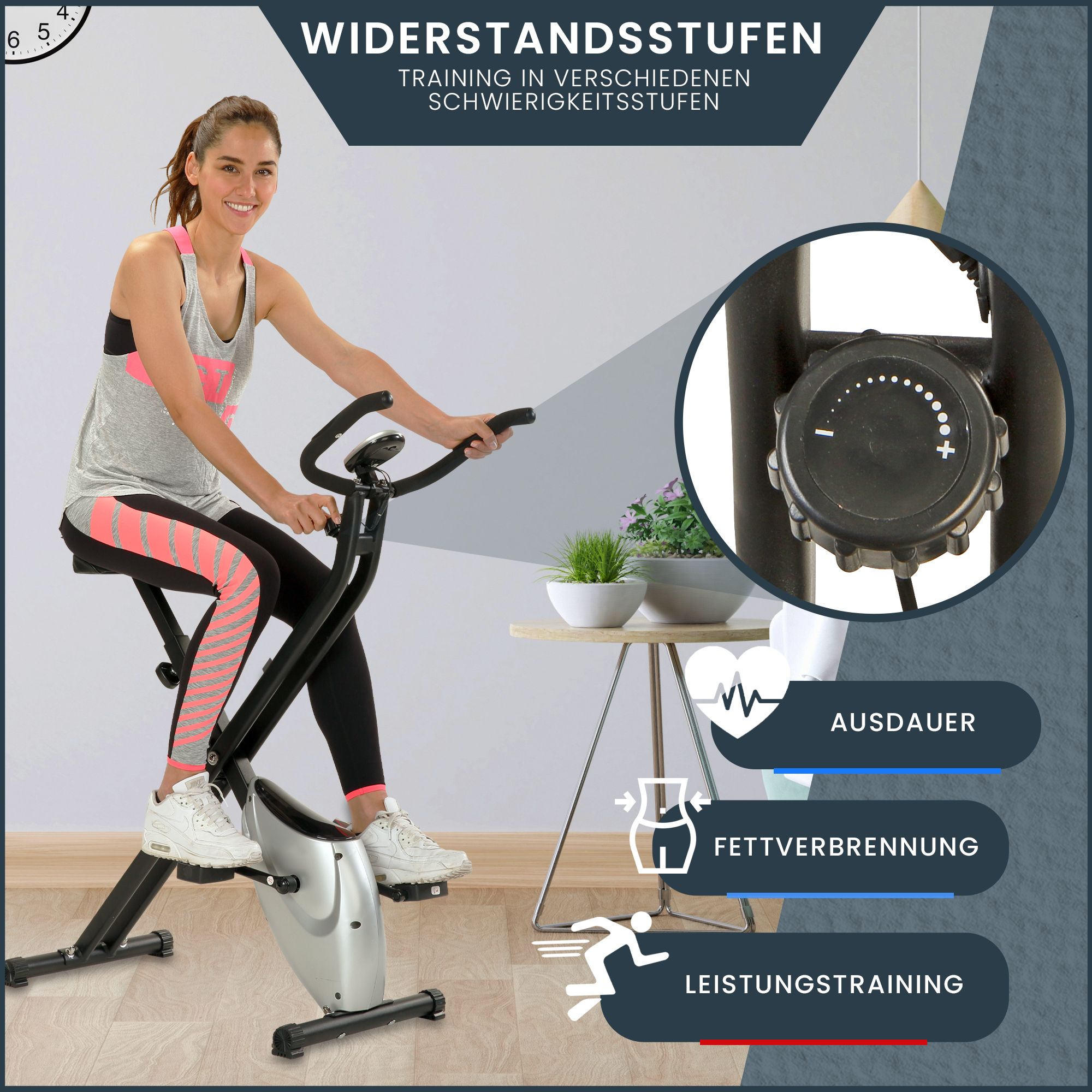 aktivshop Heimtrainer X-Bike aktiv Pro: Indoor Bike, Hometrainer Fahrrad klappbar für Zuhause