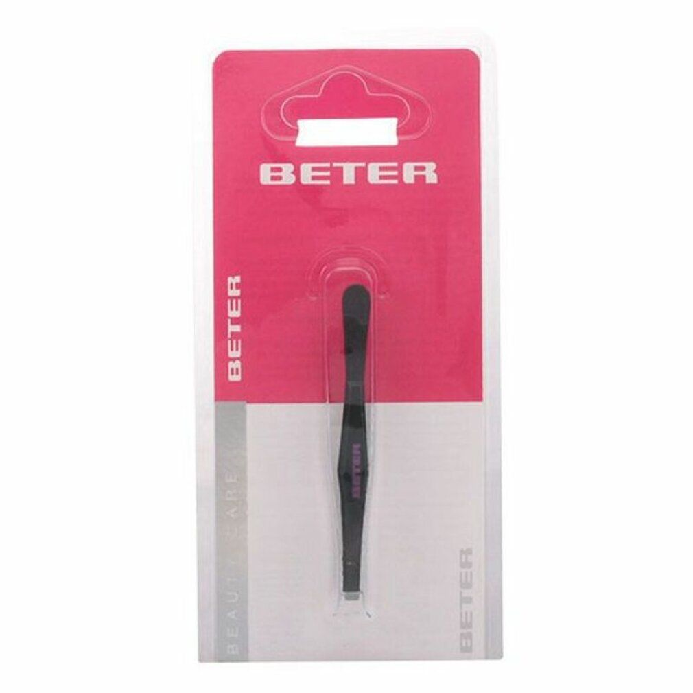 Schwarze Pinzette mit gerader Spitze in Blisterverpackung.