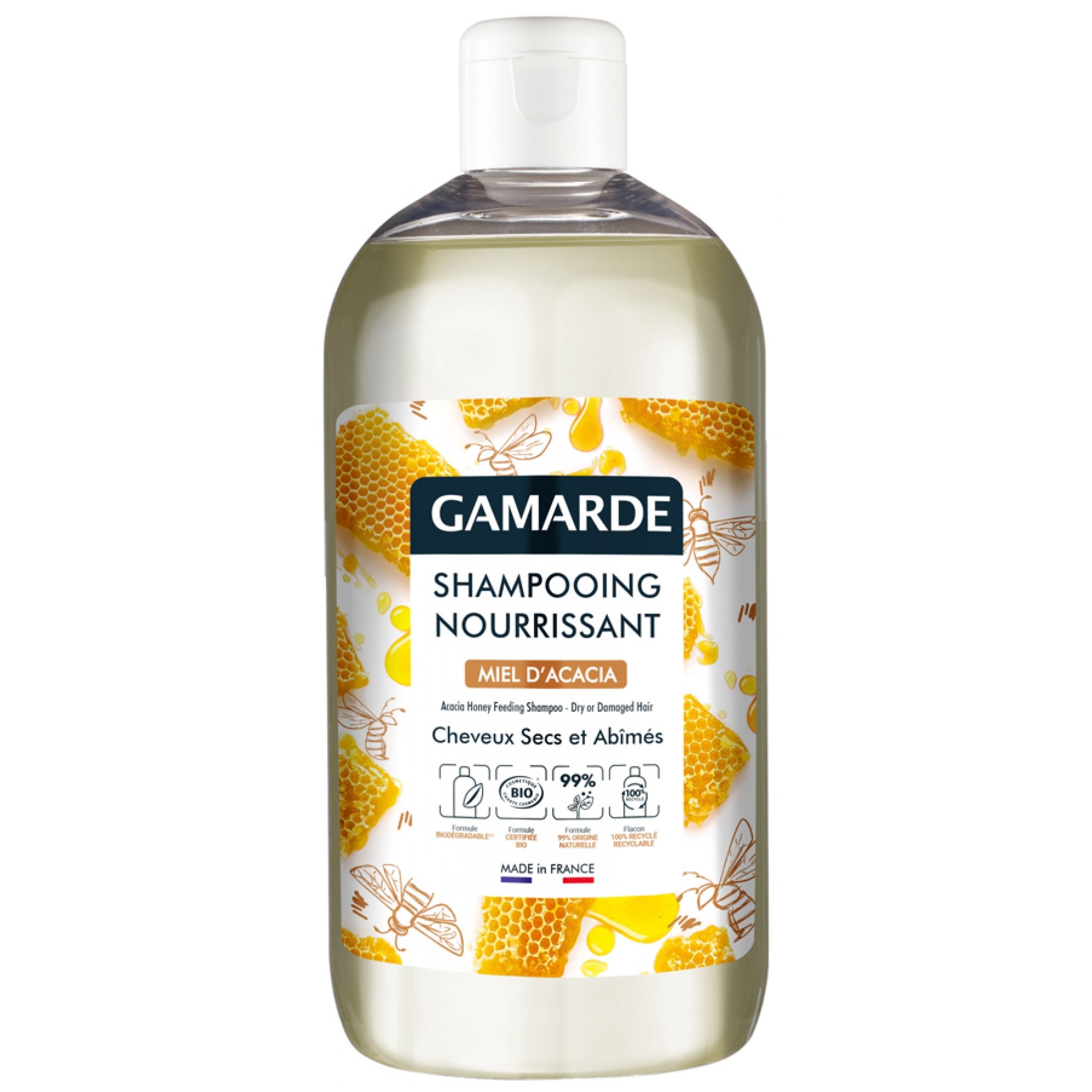 Gamarde Pflegendes Shampoo Akazienhonig Trockenes und Geschädigtes Haar Bio 7x18,5x18,5 cm