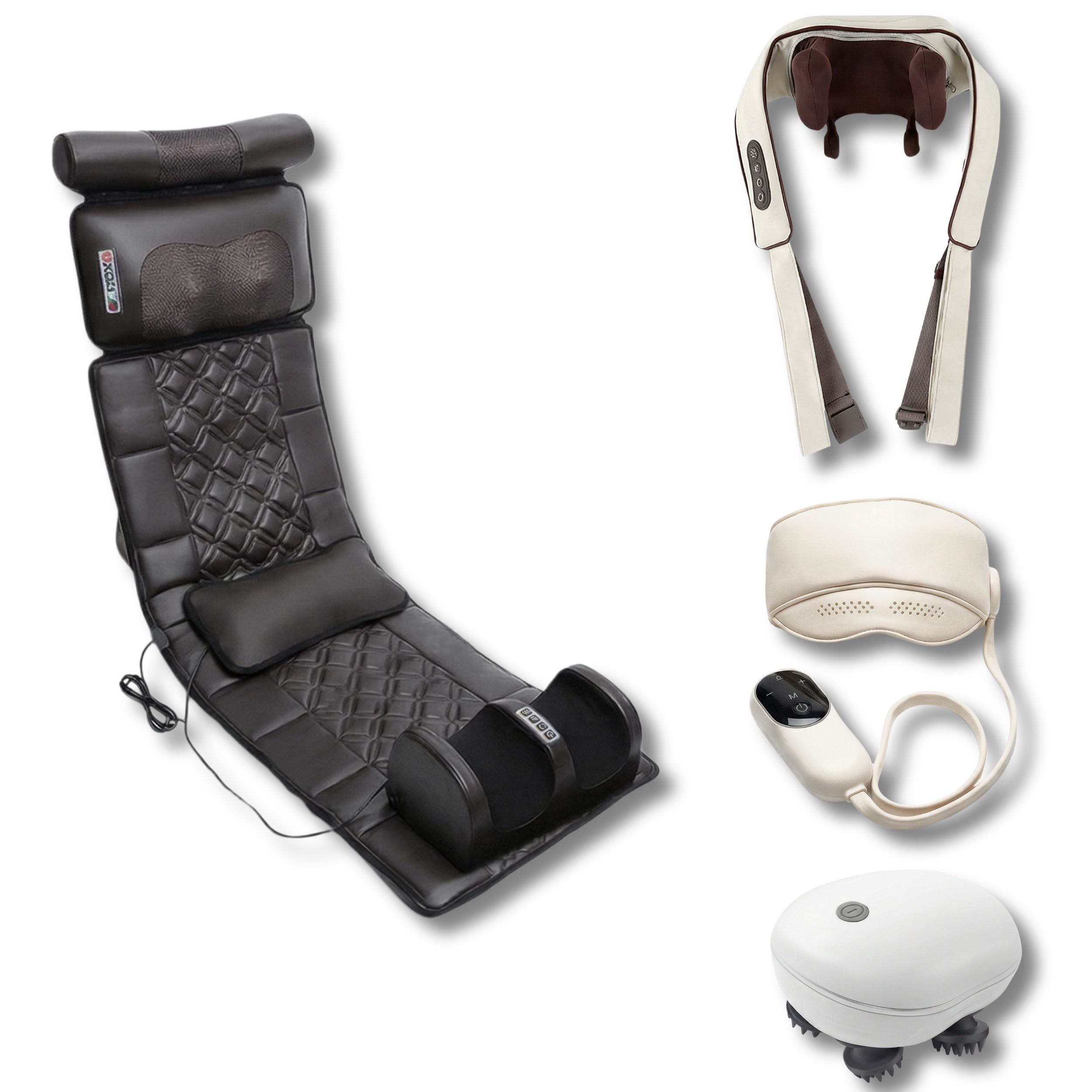 Premium-Massagebox – Massagematte, Shiatsu, Augenmaske & Körpermassager 100x100 cm
