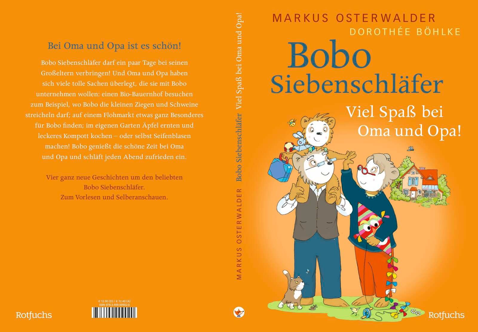 Buchcover: Bobo Siebenschläfer, Titel und Illustrationen. Oma und Opa mit Bobo. Verlag: Rotfuchs.