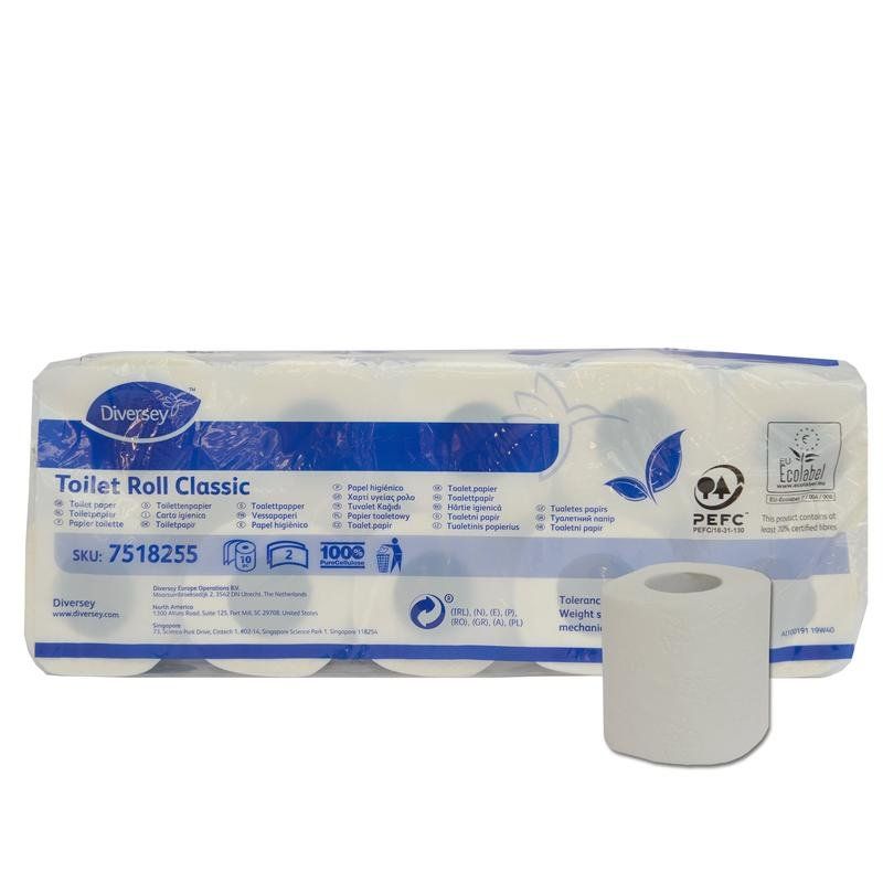 Verpackung mit 1000 Blatt Toilettenpapier Classic von Diversey.