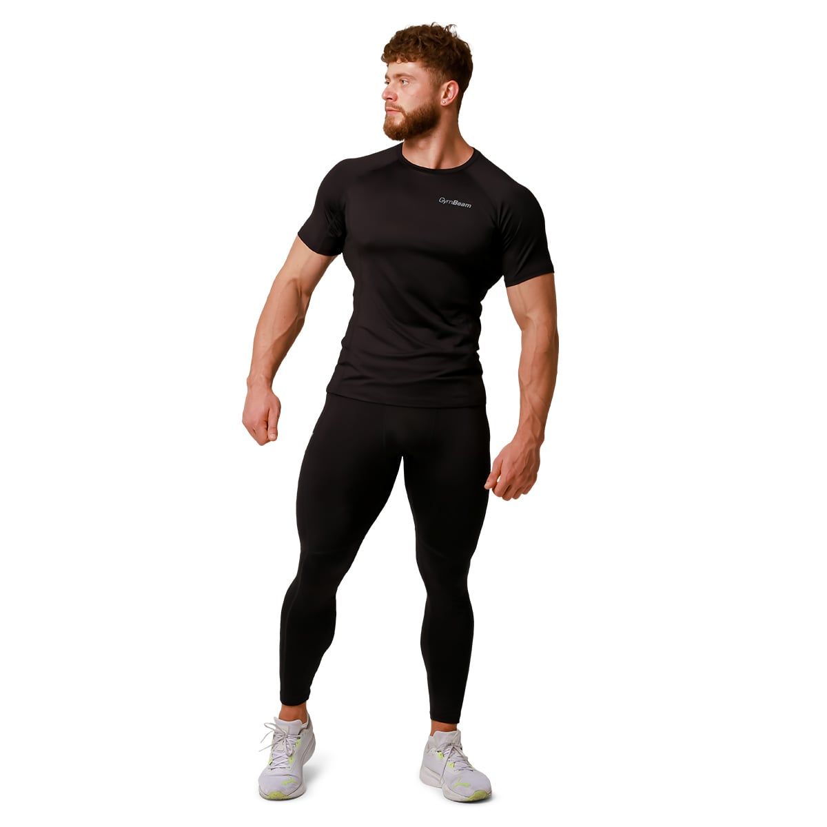 GymBeam T-Shirt Herren slim kurzarm mit Raglanärmeln in Schwarz